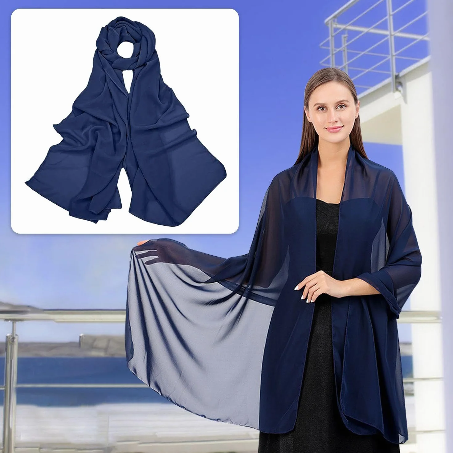 1 szt. szyfonowego szalika, lekki szalik z siatki, prostszy i elegancki szalik, akcesoria do sukienki, akcesoria damskie.