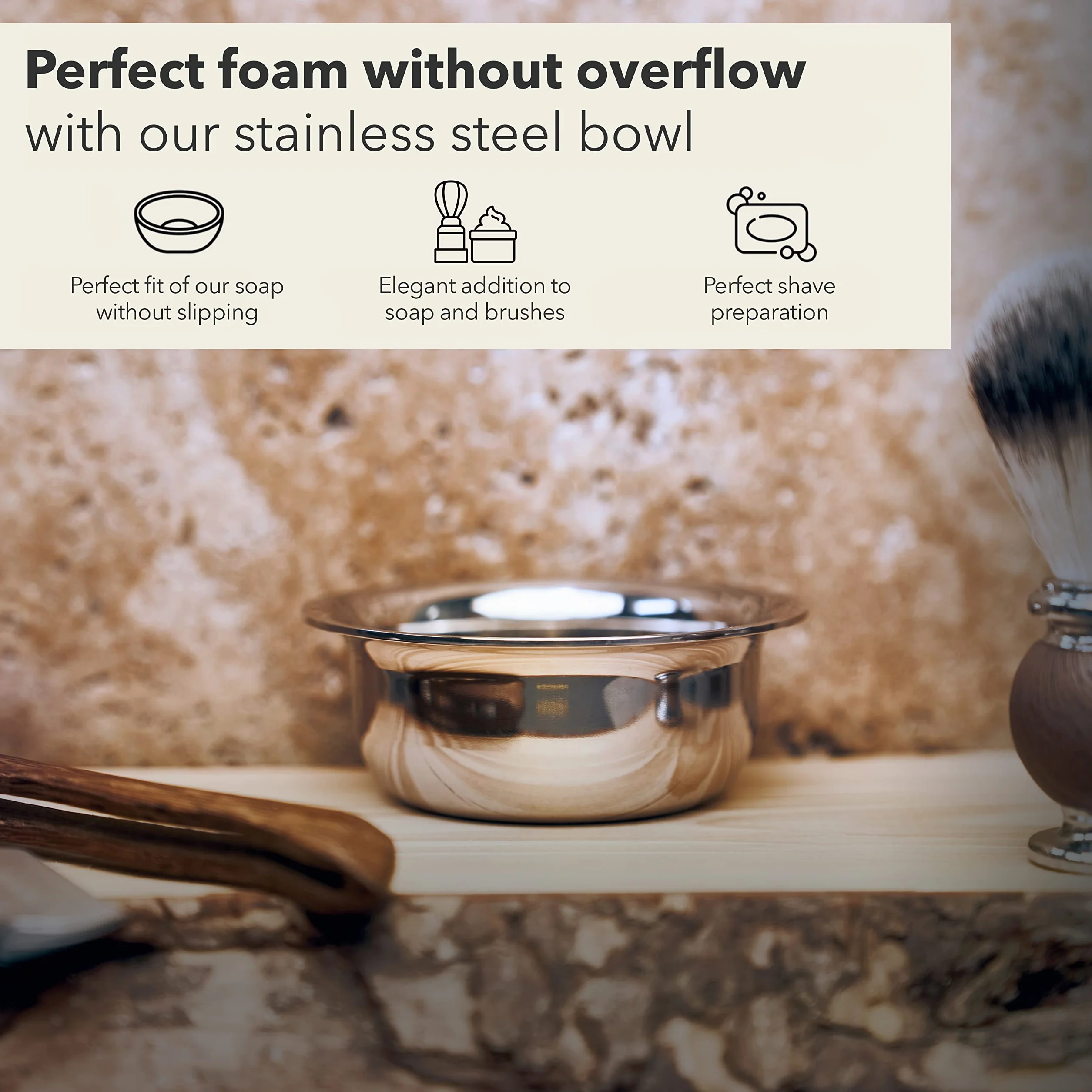 Störtebekker® Miska do golenia Premium – tygiel ze stali nierdzewnej, wysokiej jakości miska na piankę, nadaje się do wszystkich mydeł do golenia, miska do golenia, z wysokiej jakości opakowaniem