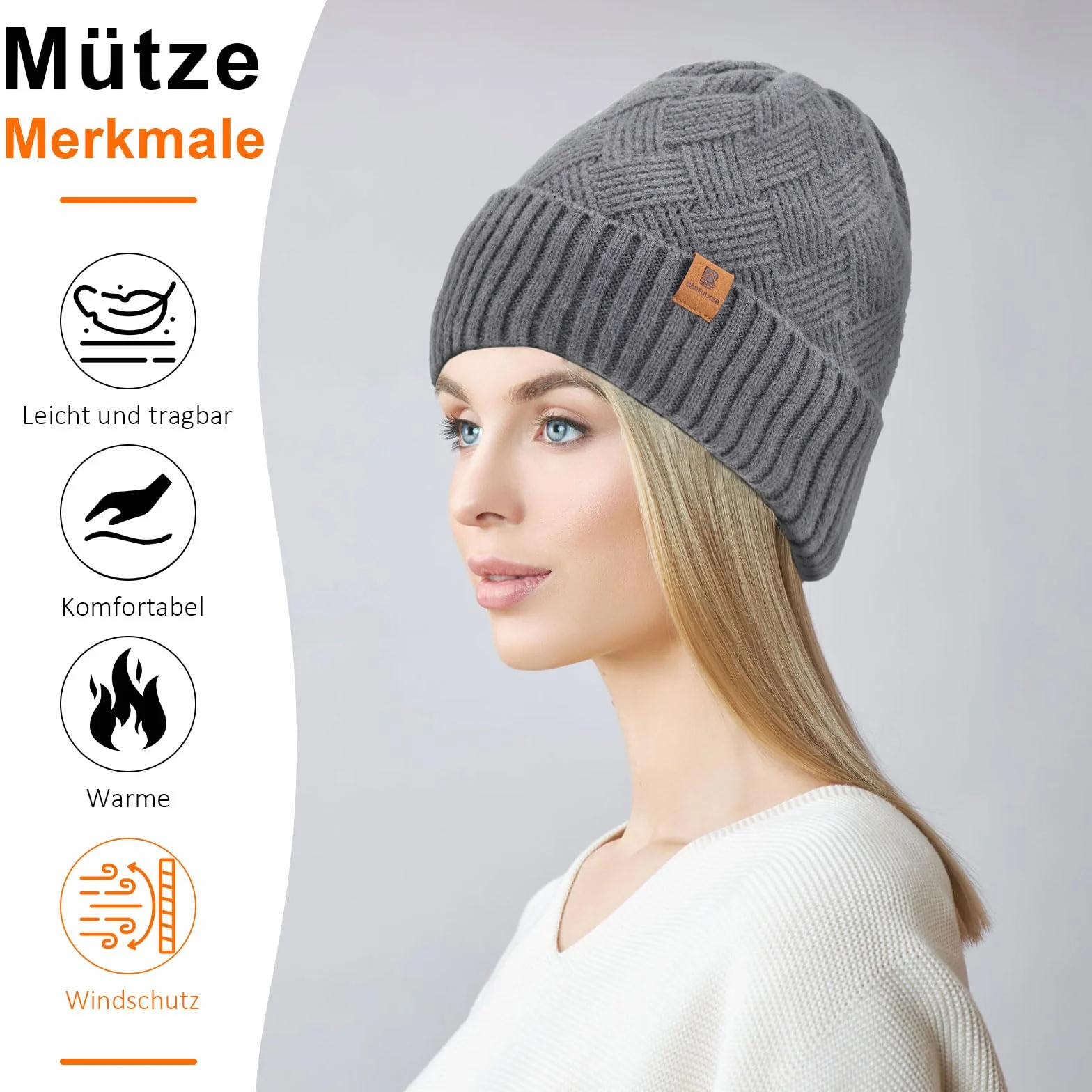 Czapka Beanie dla Mężczyzn i Kobiet, Uniseks Czapki Dzianiny na Jesień Zimę Dzianina Czapka Zimowa Damska Miękka i Ciepła Czapka Knitted Hats,Szary