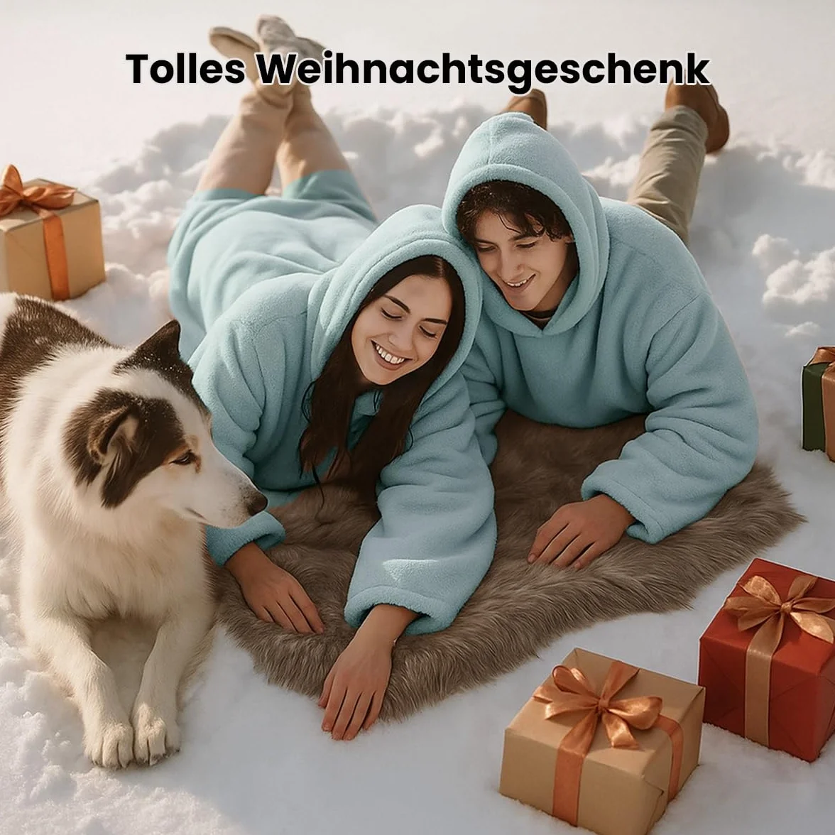 Lanqinglv Koc pod TV z rękawami i kieszenią na stopy, koc z kapturem, oversized, damski / męski sweter z kapturem, puszysty koc na sofę, ciemnoniebieski, koc polarowy Teddy Cashmere Touch
