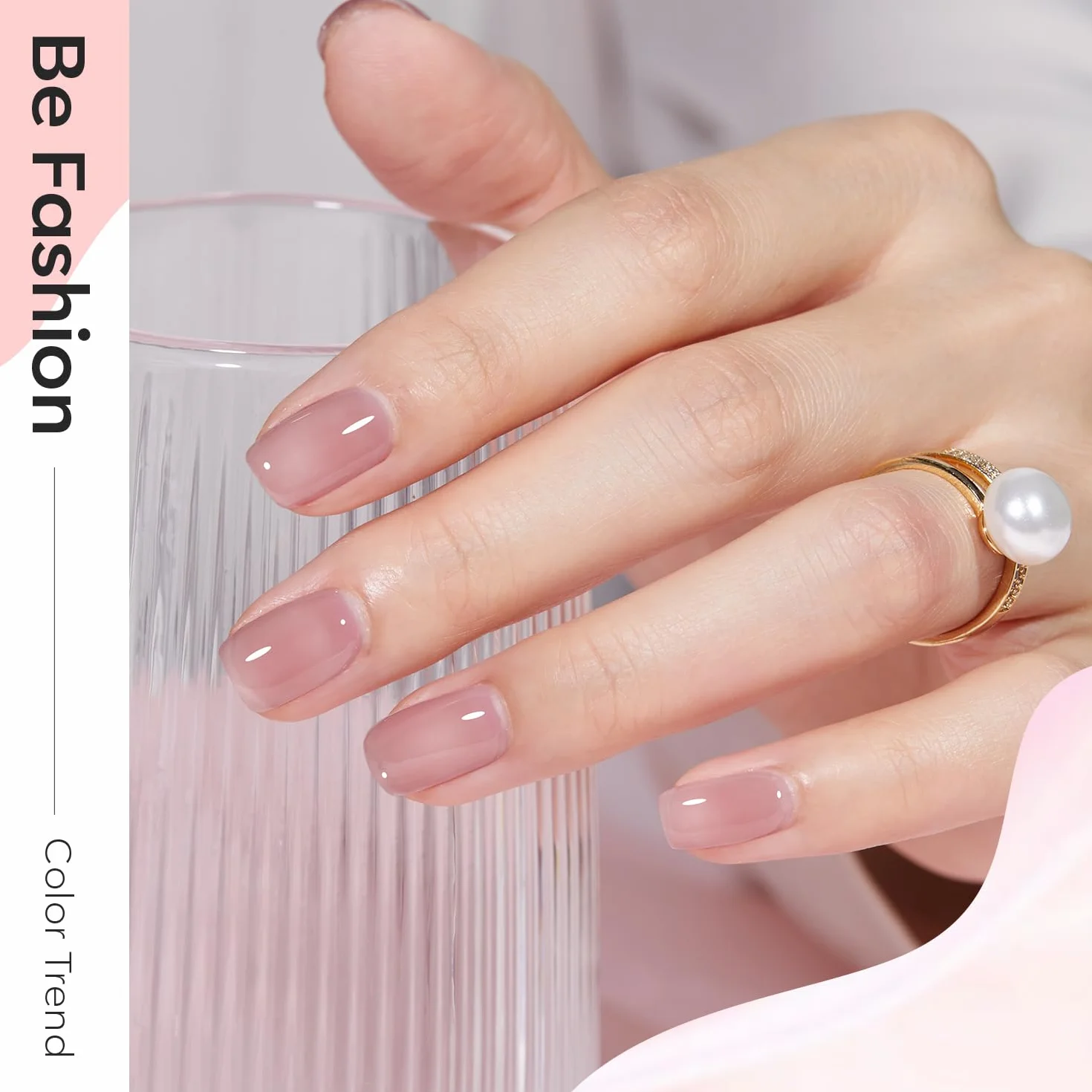 Modelones Zestaw żelowych lakierów do paznokci, 6 kolorów, żelowe, przezroczyste, różowe, nude, brązowe, żelowe lakiery UV do Starter Nail Art Salon DIY Home, 7 ml