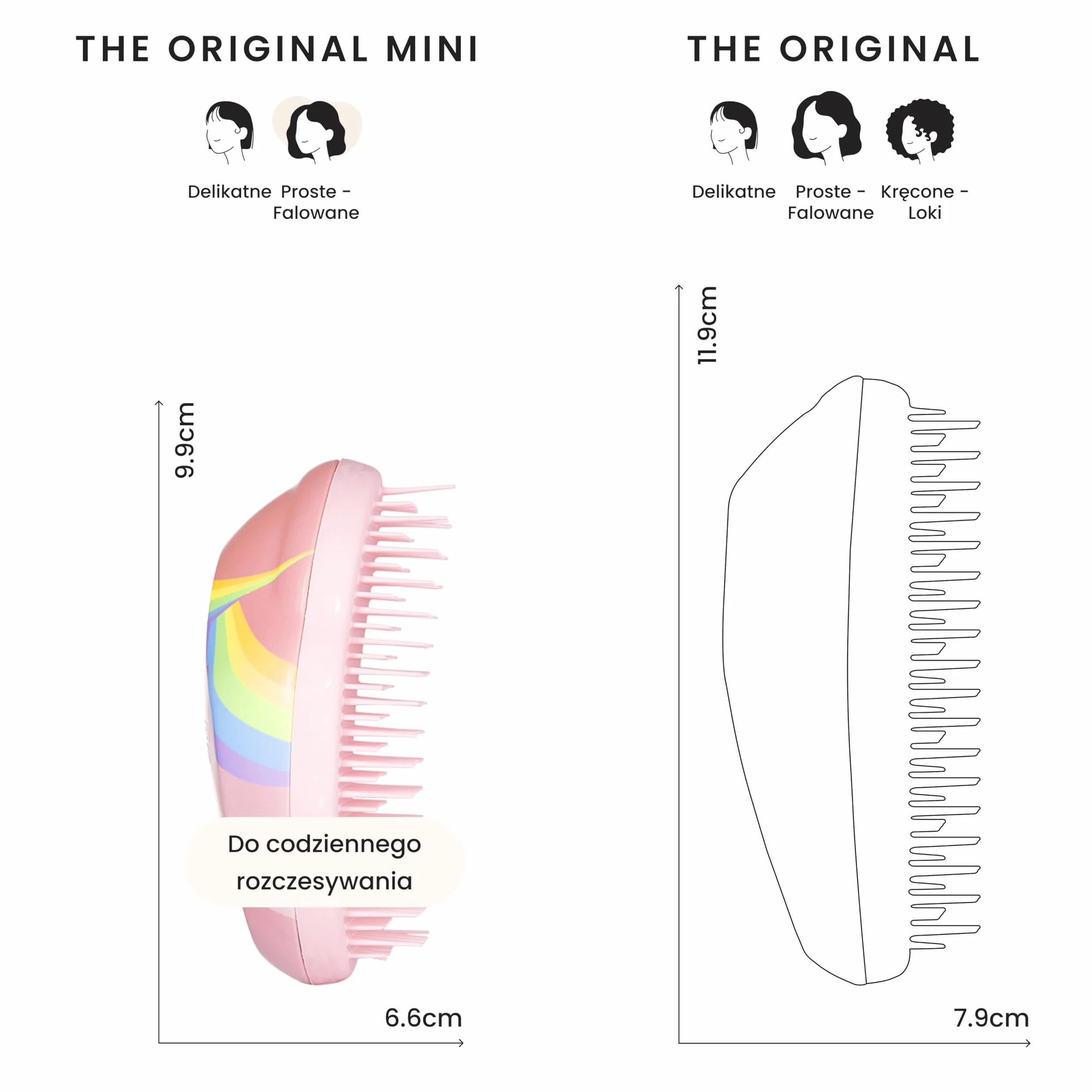 Tangle Teezer Mini Original szczotka do rozczesywania włosów mokrych i suchych Tęczowy jednorożec