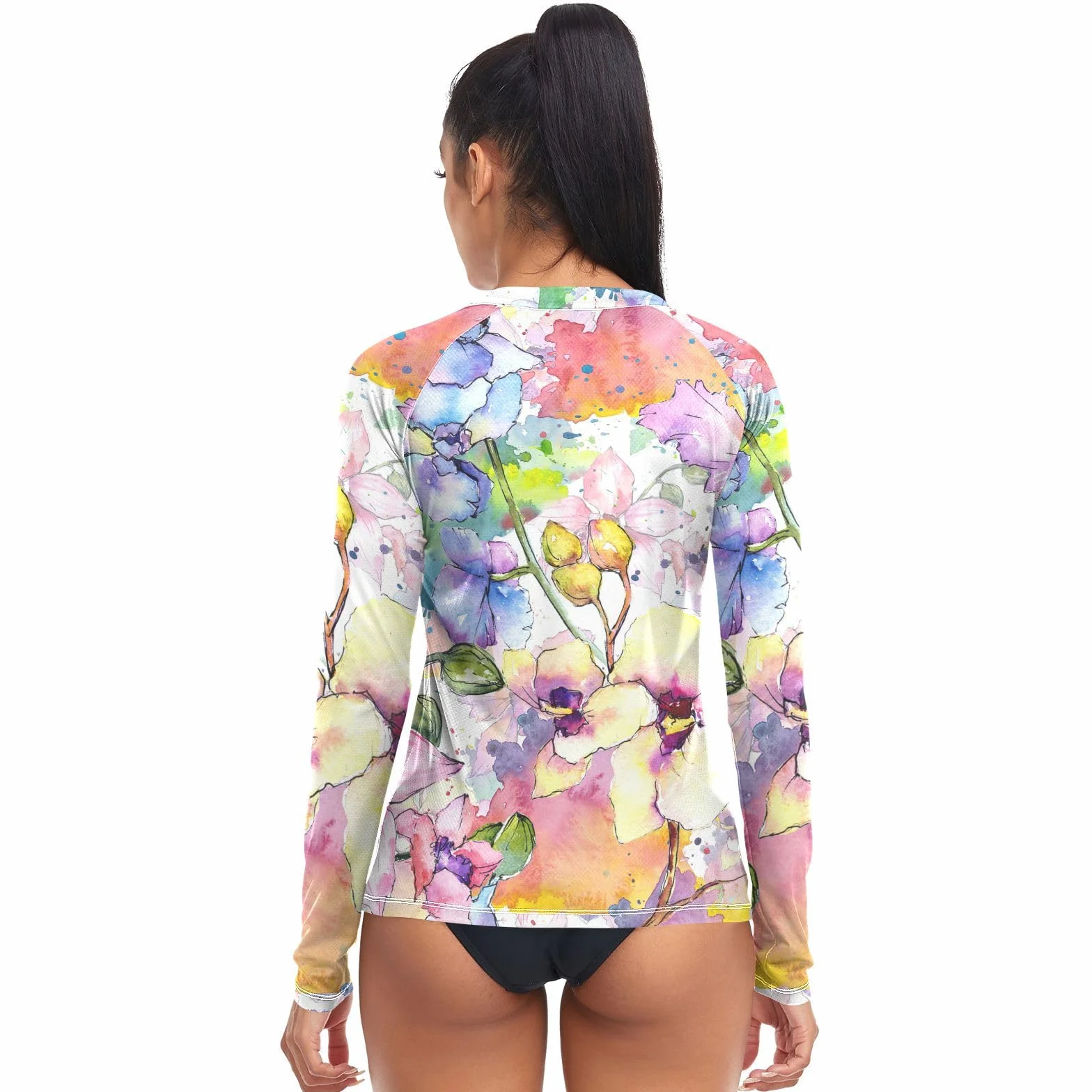linqin Damskie koszulki Rashguard UPF 50+ z długim rękawem do pływania
