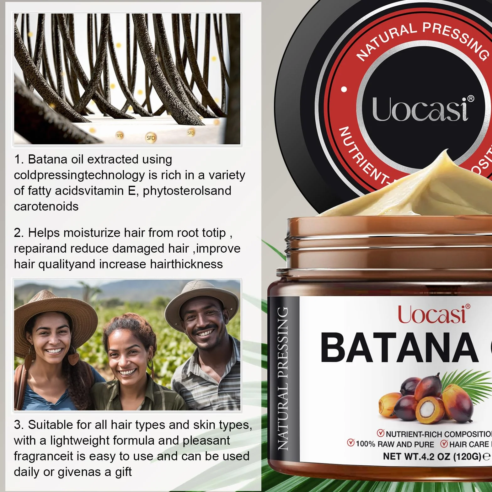 Surowy olej batana 120g naturalny czysty organiczny do wzrostu włosów
