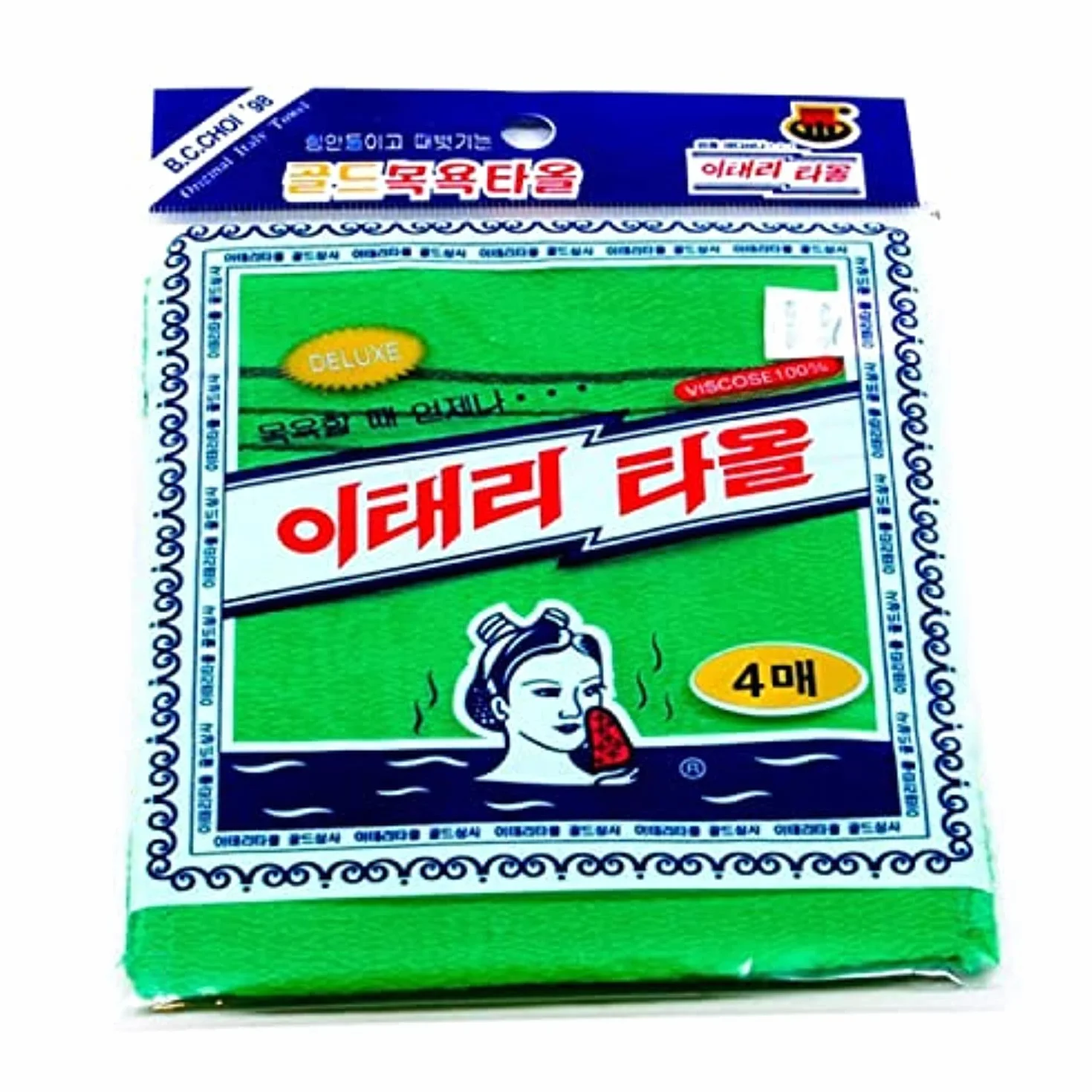 TeChef Home Korean Exfoliating Bath Washcloth 4 pcs Green