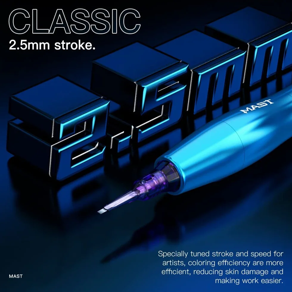 Mast P20 Wireless Tattoo Pen 2.5mm Stroke Rotary Machine for Eyebrow Eyeliner Lip (2 batteries)