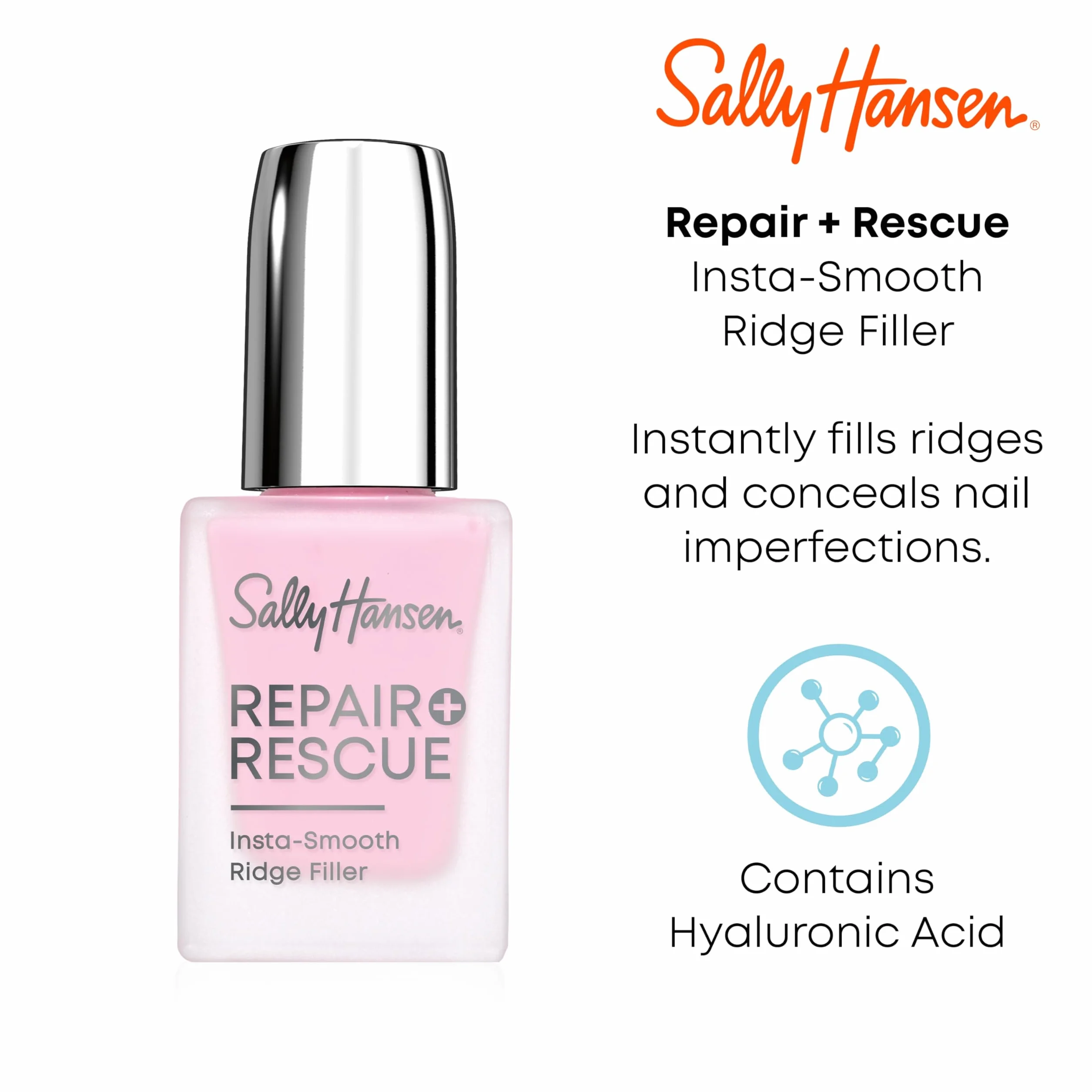 Sally Hansen, Repair + Rescue Insta-Smooth Ridge Filler, samopoziomujący podkład do paznokci, 13 ml