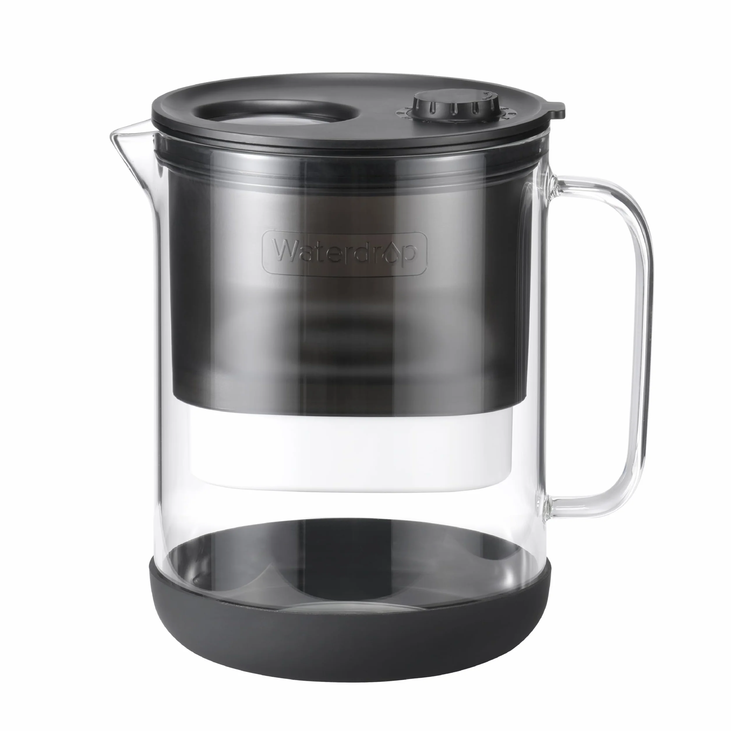 Waterdrop 200-Gallon Long-Life Lucid 10-Cup Water Filter Pitcher, NSF Certified, 5X Times Lifetime, Reduces Fluoride, Chlorine and More, BPA Free, Light Black