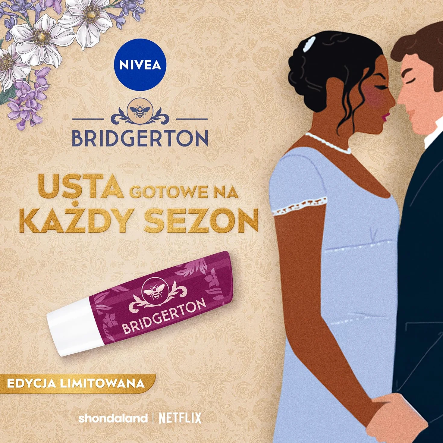 NIVEA Bridgerton Edition Pielęgnująca pomadka do ust Blueberry Pie Bridgerton Edition Kate & Anthony 4,8g