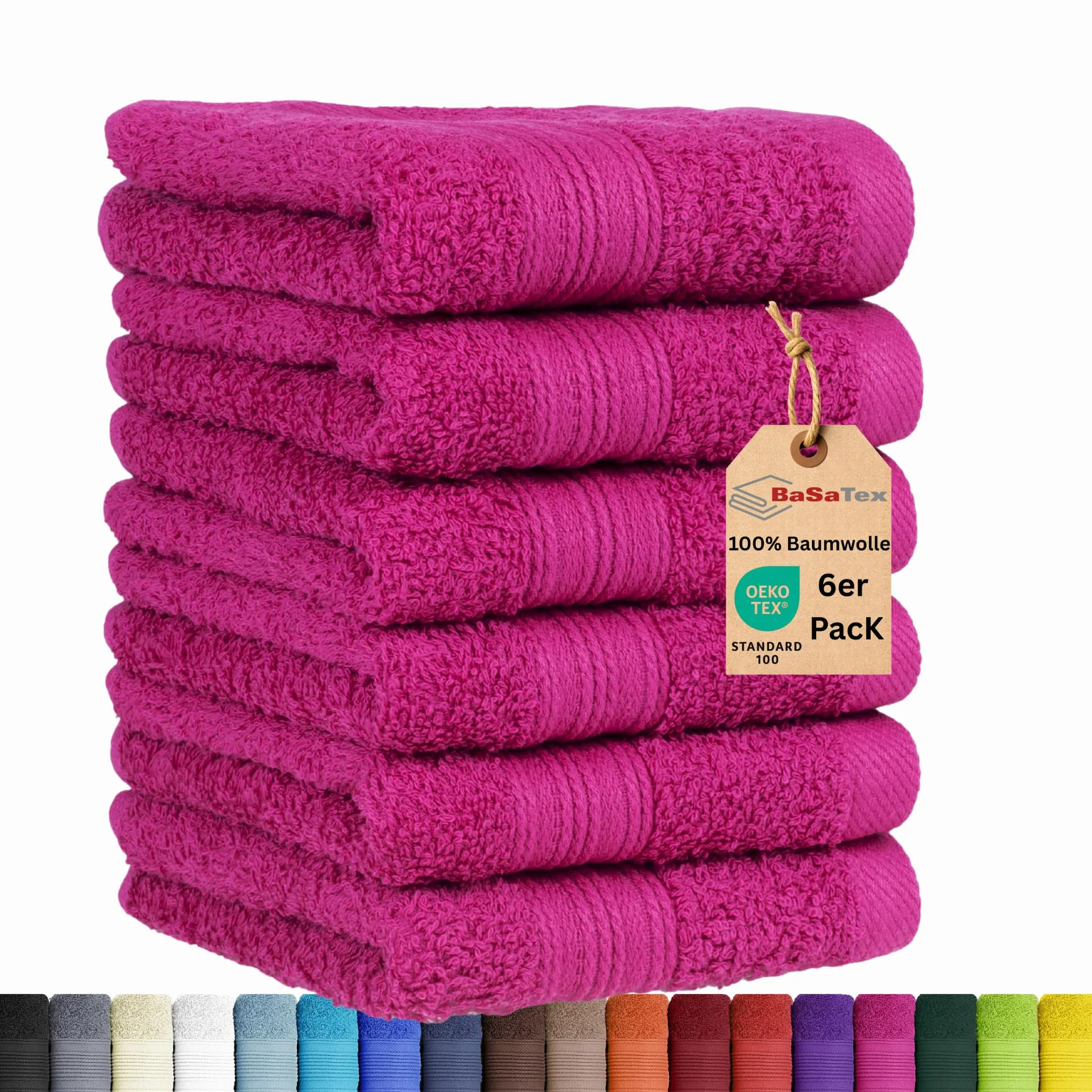 6-częściowy zestaw ręczników dla gości w wielu kolorach, 100% bawełna, 6 szt., ręczniki dla gości 30 x 50 cm, różowe