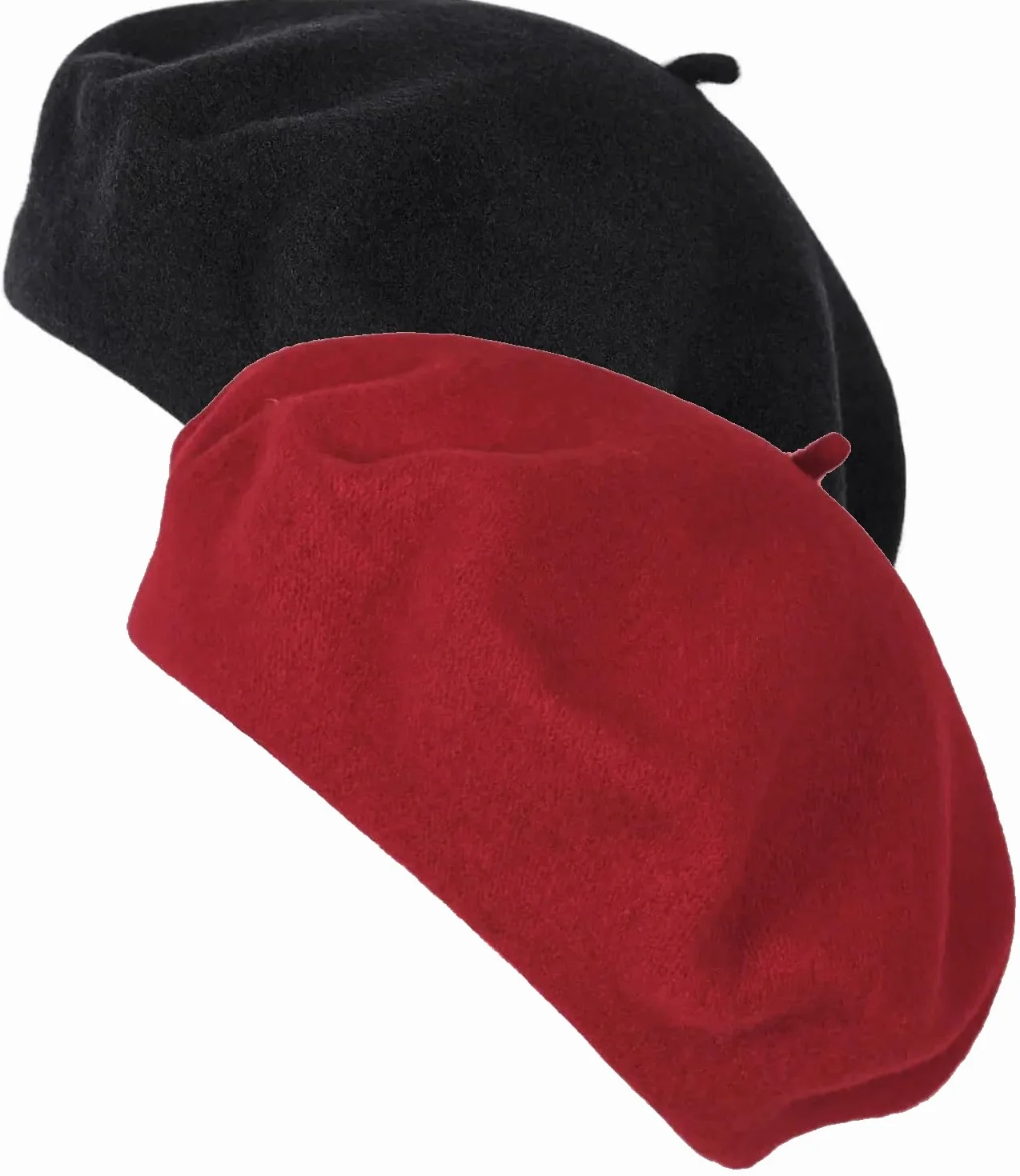 Van Der Rich ® - 2-częściowy zestaw francuskich beret – damski, czerwony, Rozmiar uniwersalny