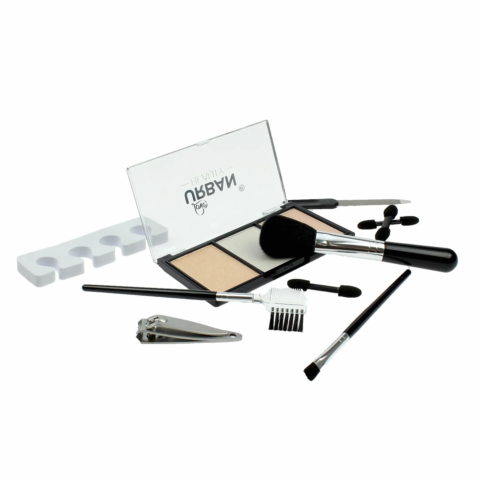 Love Urban Beauty Wegański Divine Beauty Francuski zestaw do makijażu manicure – 76-częściowe zestawy do makijażu – Obejmuje cienie do powiek, rozświetlacze, pomadki, róże, pędzle