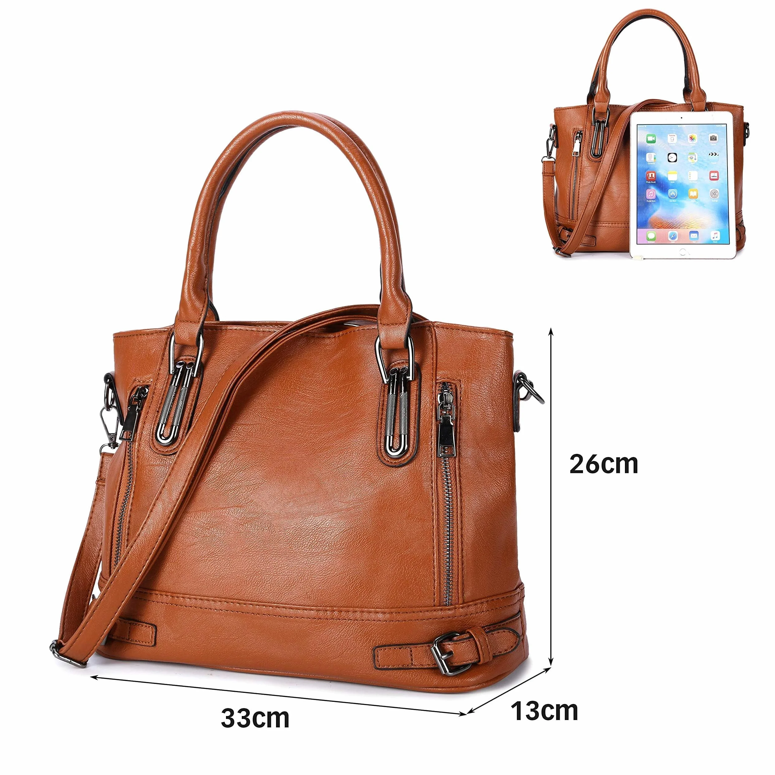 VINBAGGE Damska torba na ramię duża elegancka torba na ramię torba na zakupy torba na ramię torba z wieloma kieszeniami do szkoły, pracy, na zakupy, w podróż, do codziennego użytku