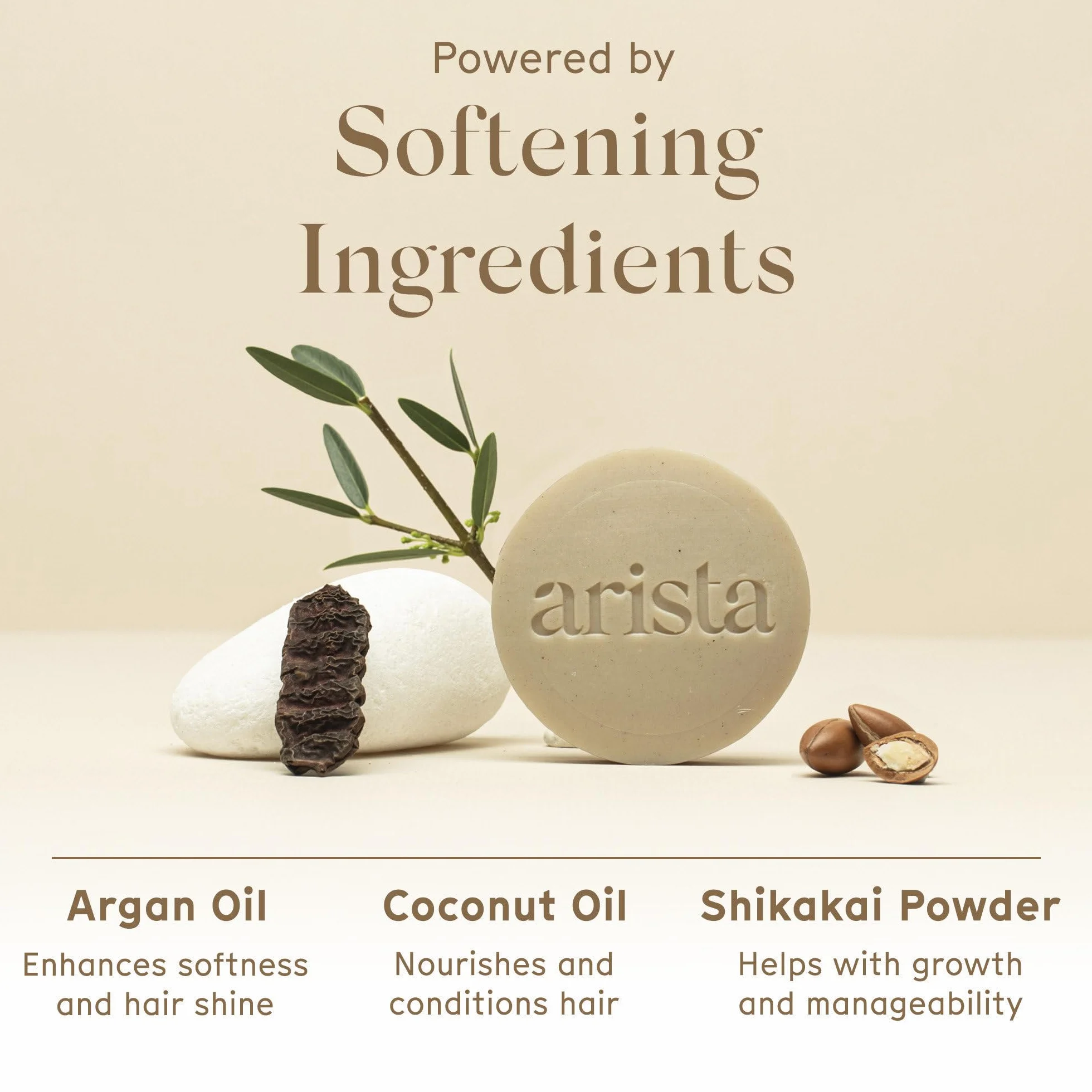 Arista Normal Hair Shampoo Bar | Bezsiarczanowy, Shikakai i olejek arganowy, stały szampon | Ekologiczny, wegański