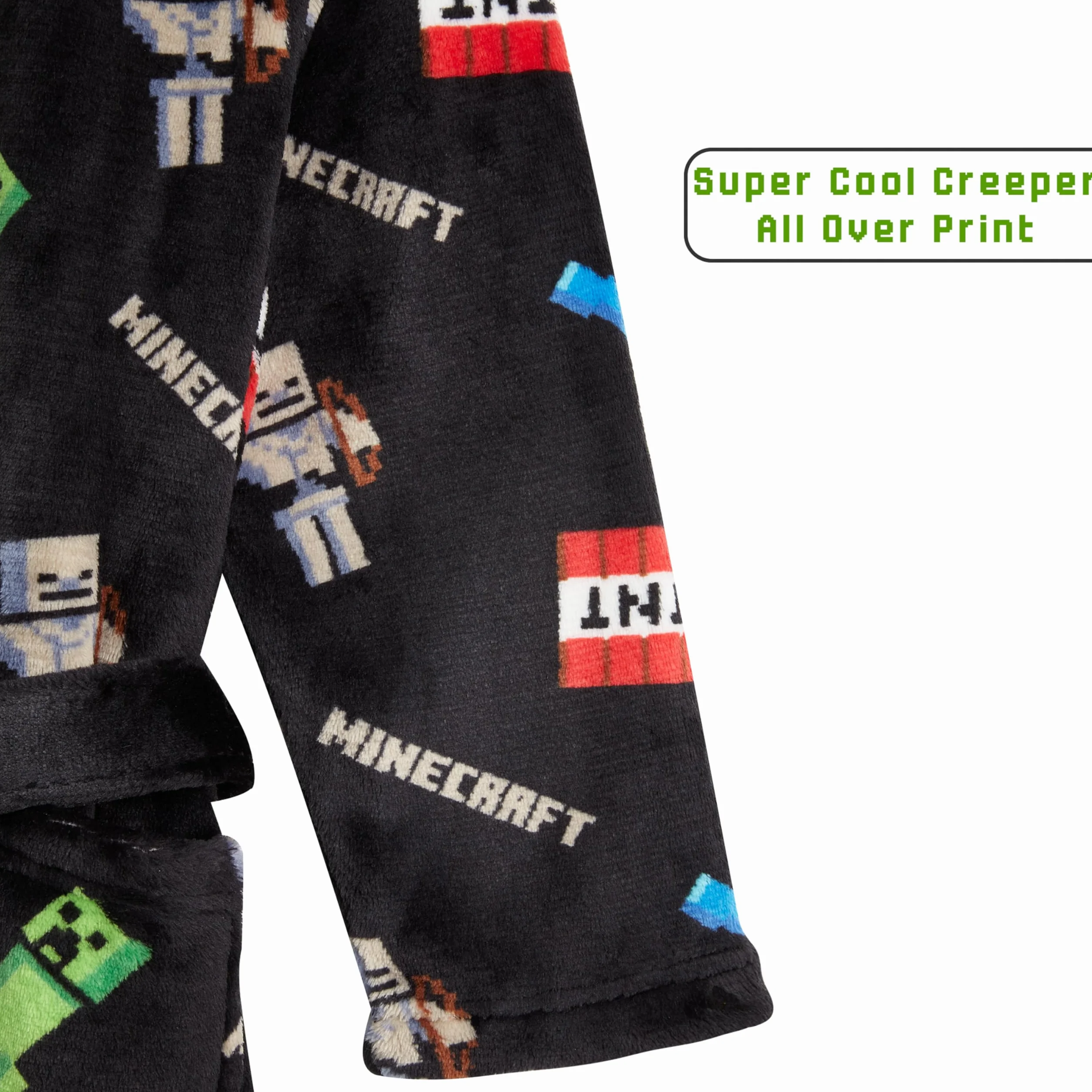 Minecraft Płaszcz poranny, polarowy szlafrok, miękki, przytulny, frotte Creeper i kaptur, młodzieżowy płaszcz flanelowy, dla chłopców i dziewczynek, bielizna nocna Robe