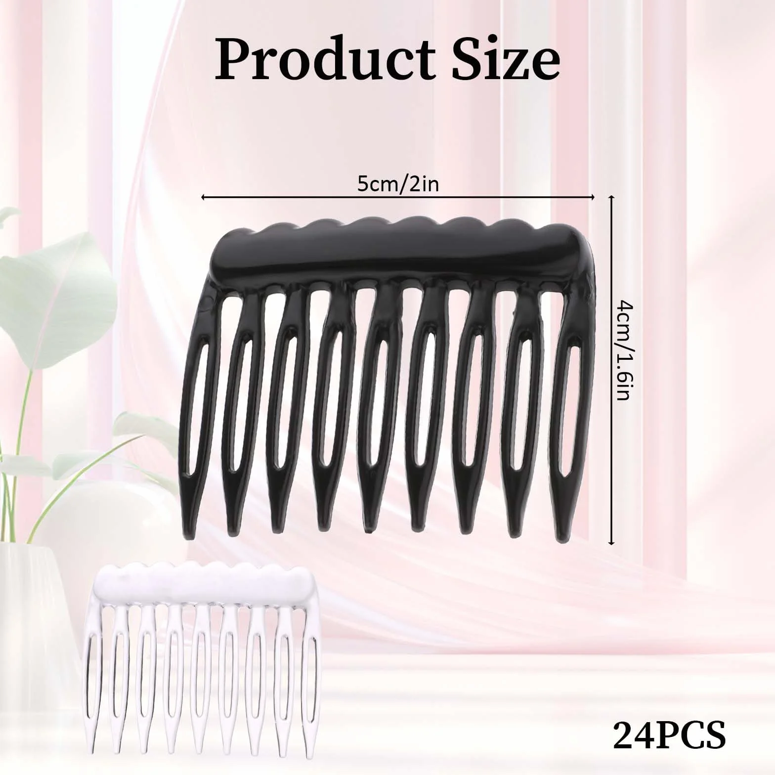 Grzebień do włosów z tworzywa sztucznego 24 sztuki 4,8 x 4 cm czarne przezroczyste