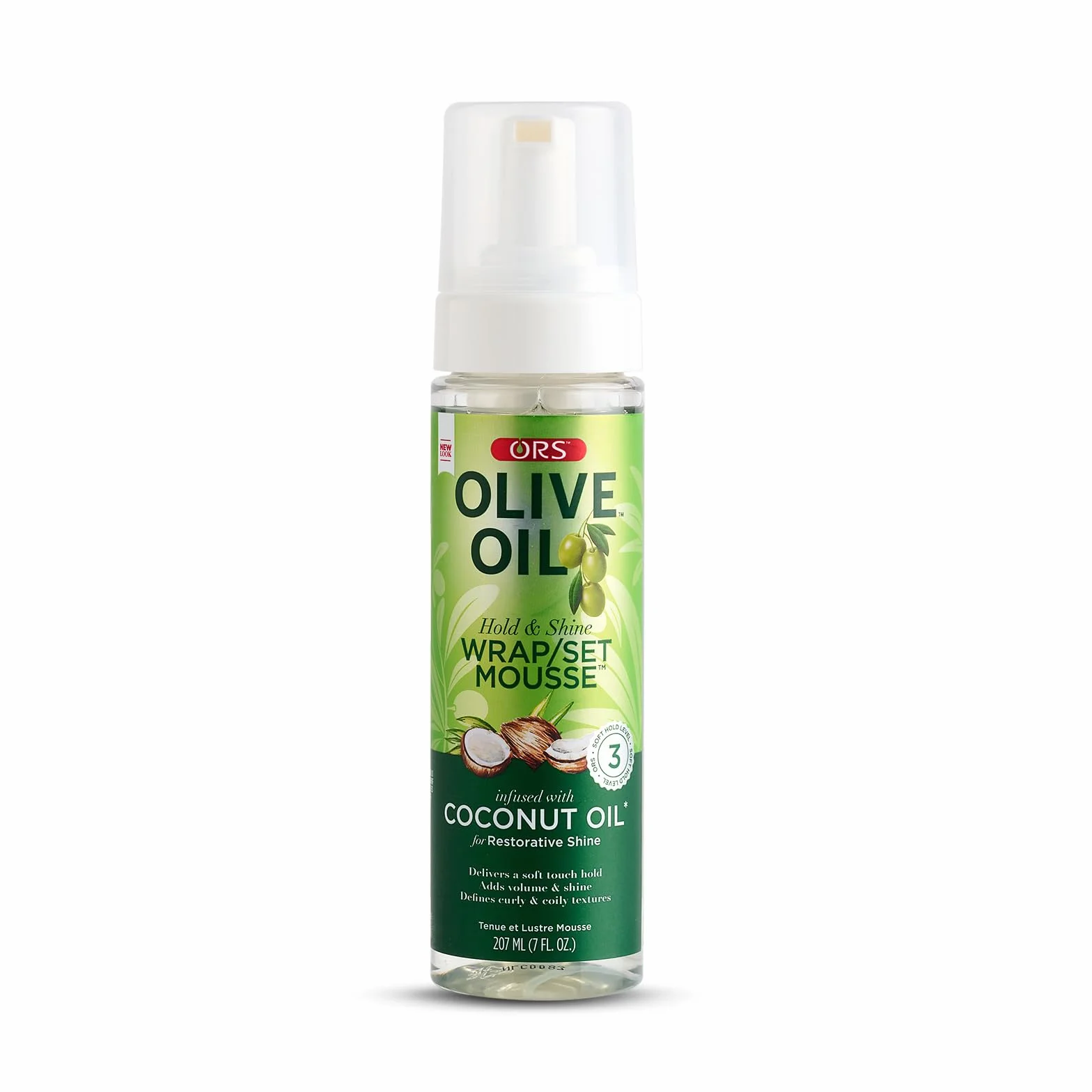 ORS Olive Oil Hold & Shine Wrap Set 207 ml - Pianka do włosów 207 ml - z kolagenem, pantenolem i oliwą z oliwek dla zdrowych, nawilżonych i lśniących włosów bez ich obciążania.