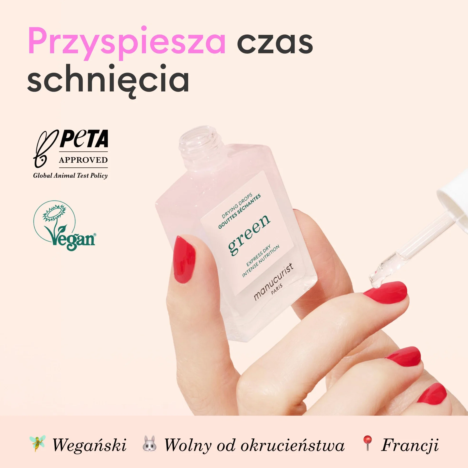Manucurist - Szybkoschnące suche krople do paznokci - skraca czas schnięcia o połowę - pielęgnacja lakieru do paznokci - odżywia kontury paznokci i skórek, ceramikę arganową - wegańskie
