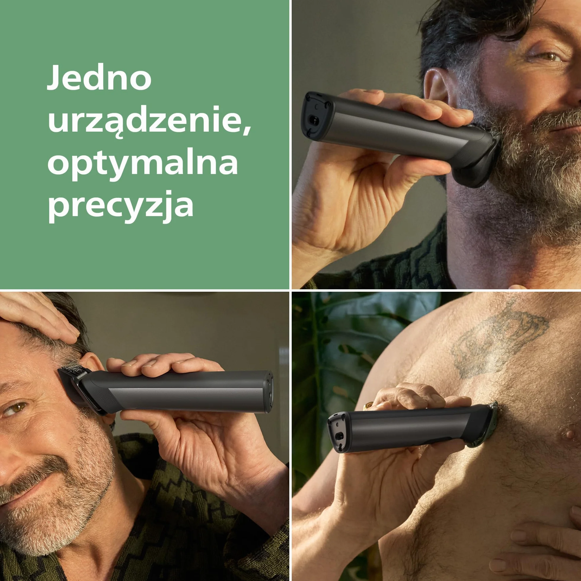 17-elementowy trymer Philips Multigroom All-in-One z serii 7000: trymer do twarzy, głowy i ciała, samoostrzące się metalowe ostrza, 26 ustawień długości (0,5-20 mm), model MG7961/15