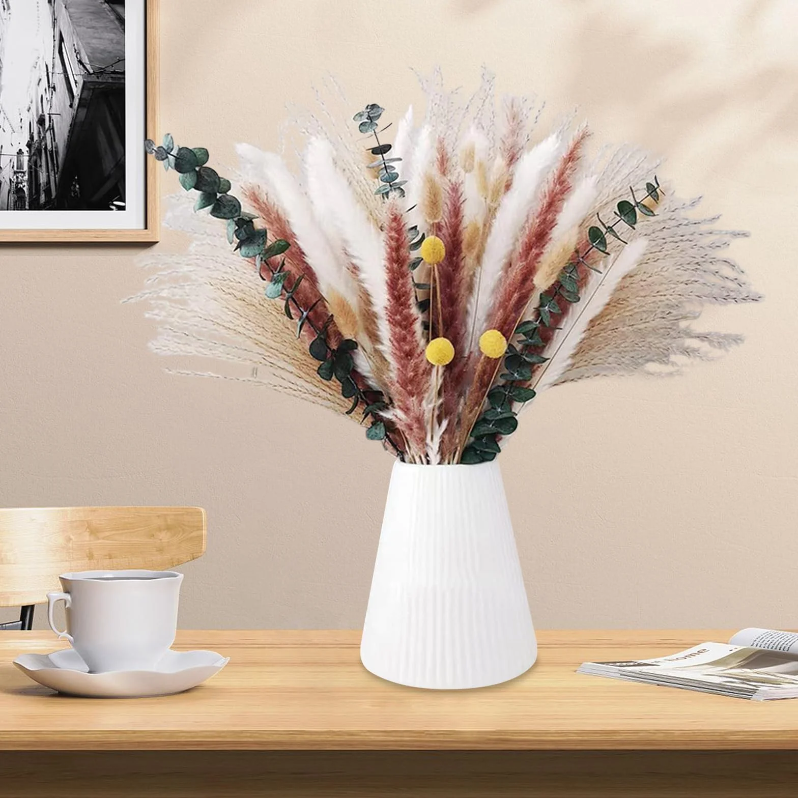 60 sztuk naturalnych suszonych kwiatów do dekoracji, suszonych kwiatów, bukiet, dekoracja bukietu suszonych kwiatów, rękodzieło, sztuczna trawa w stylu boho, dekoracja sypialni, salonu, domu, ślubu