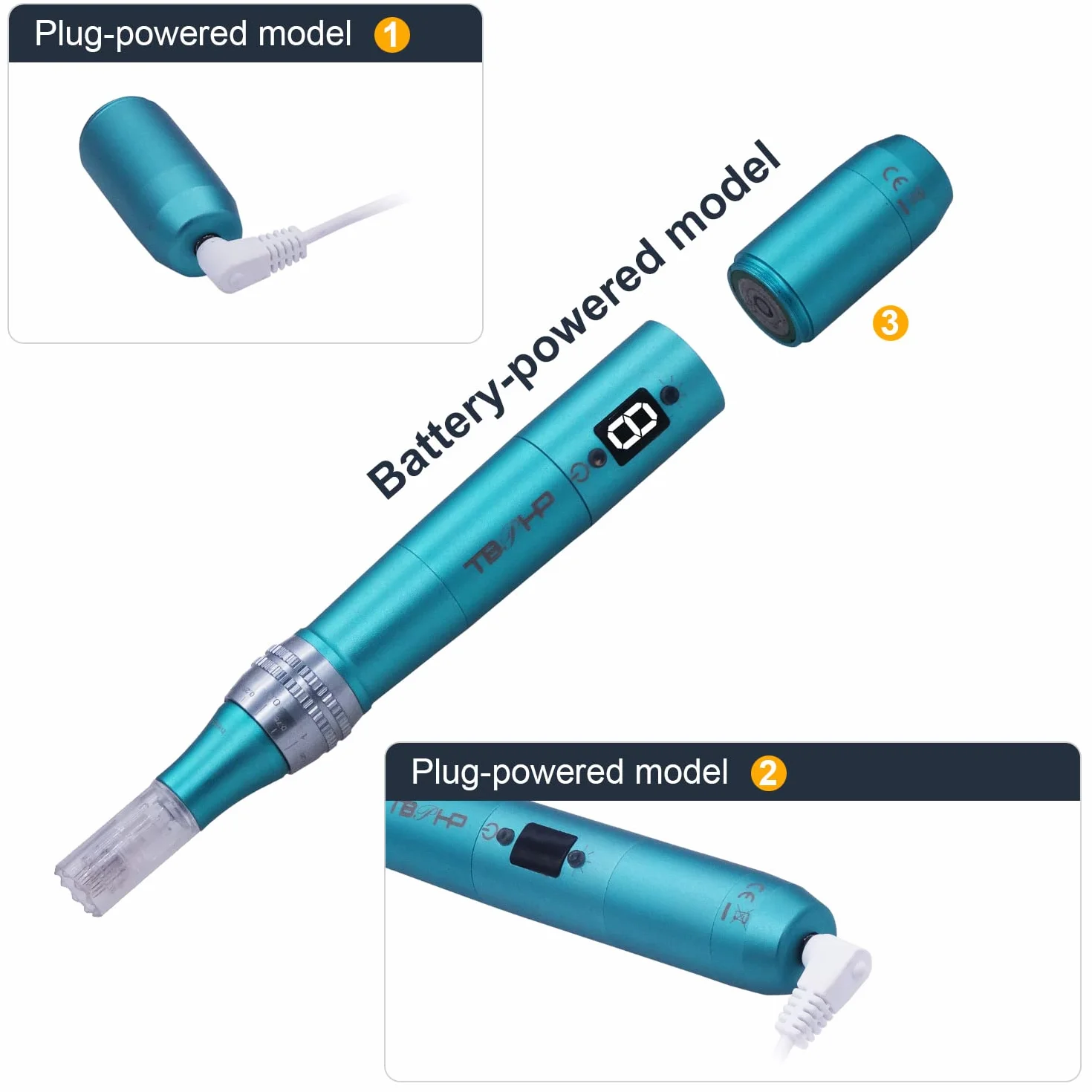 Dermapen TBPHP P20RL z LCD mezoterapia 8 poziomów regulacji prędkości + wkłady 25 szt
