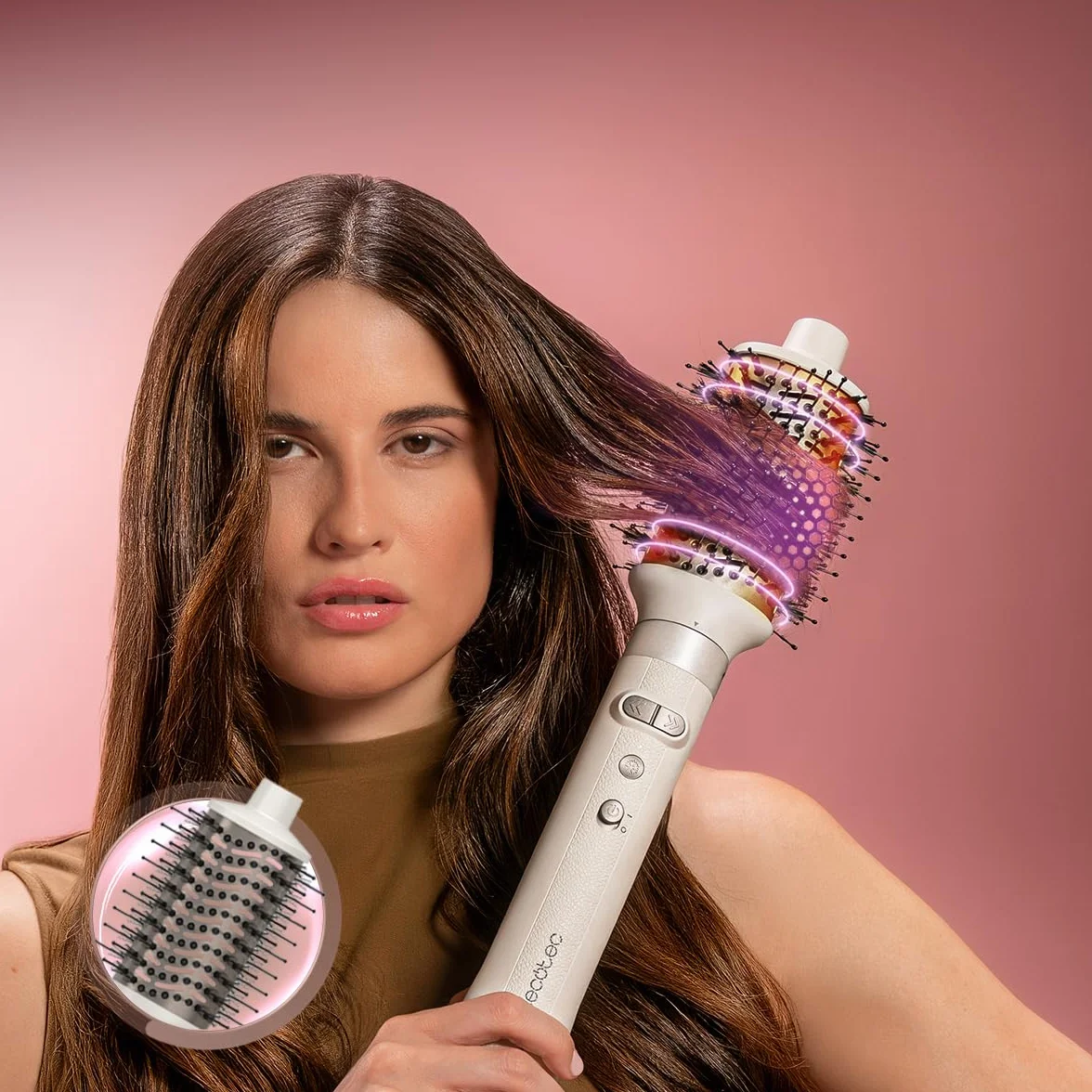 Cecotec Wielofunkcyjny styl do modelowania włosów, 8 głowic CeramicCare 8in1, AirGlam Gyro. 1500 W, gładki, kształtujący i pętelkowy, bezszczotkowy silnik, funkcja obrotowa i powłoka ceramiczna i