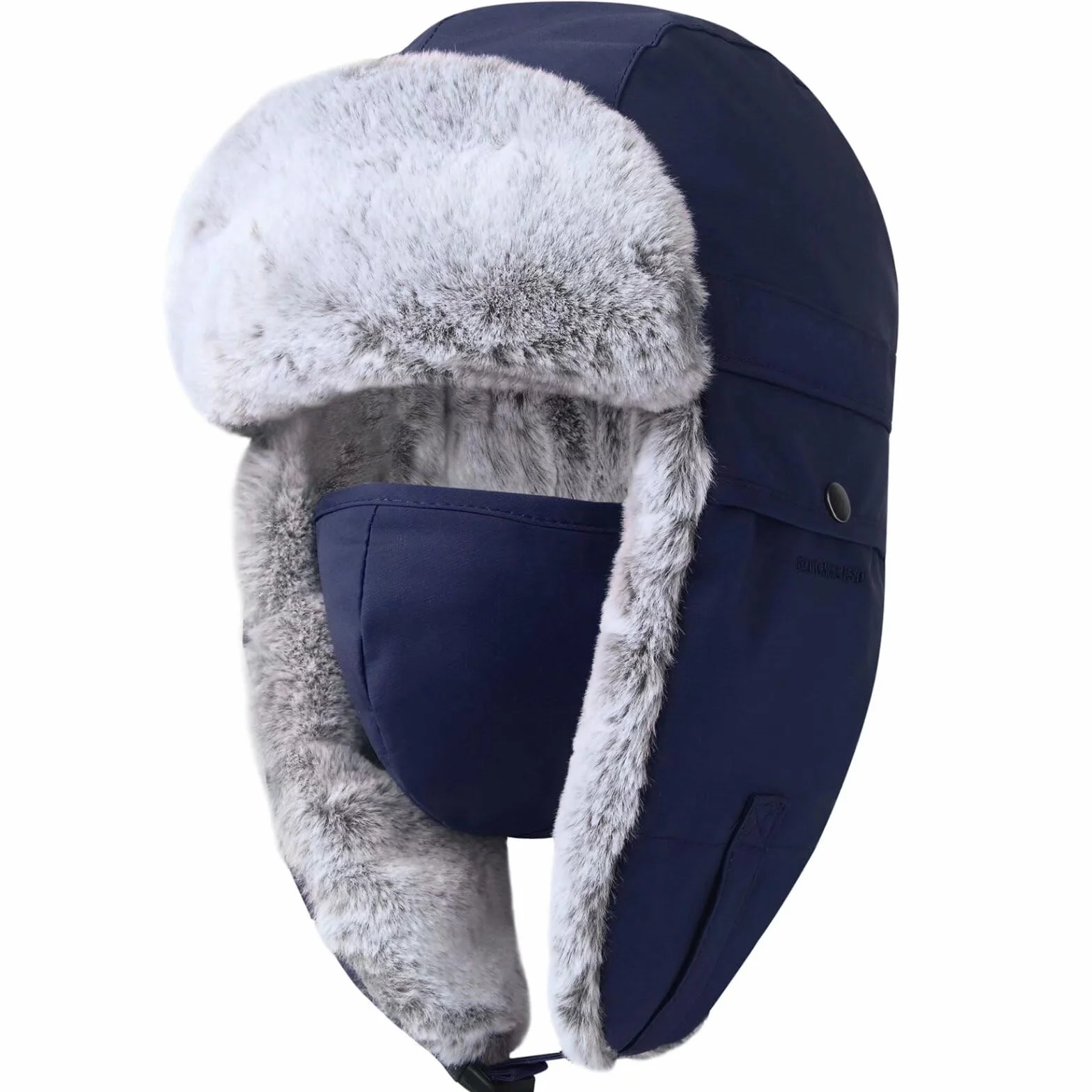 GADIEMKENSD Winter Trapper Hat for Women and Kids Warm Russian Ushanka for Men's Snow Ski Hunting Trooper Hat with Windproof Mask EarFlap Chin Strap Faux Fur Aviator Bomber Hat Cold Weather Cap Blue L
