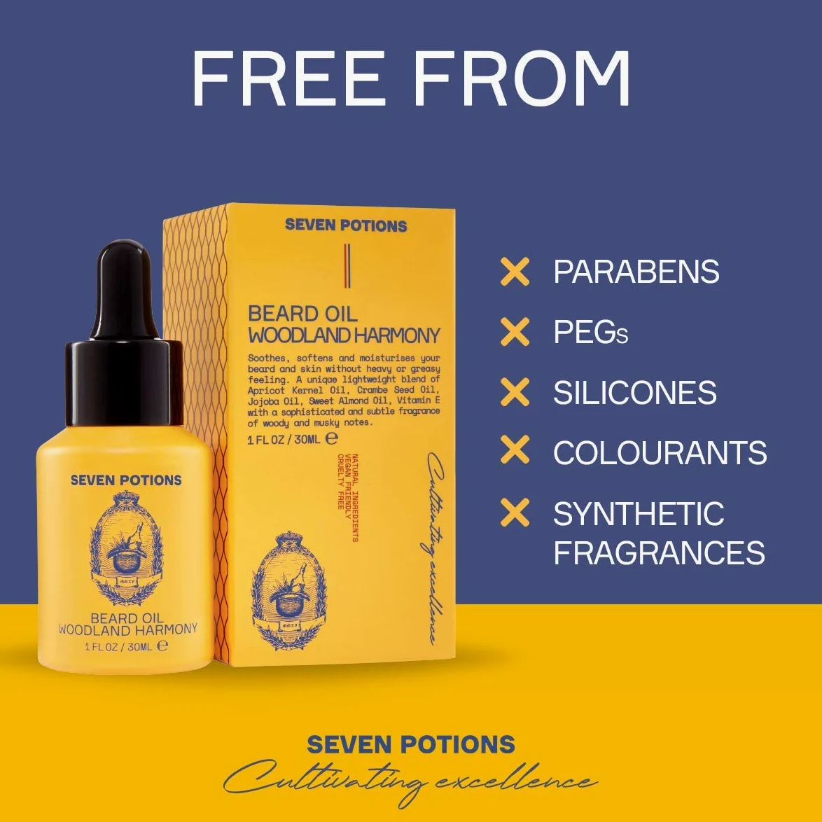 Seven Potions Olejek do brody premium z olejkiem jojoba, naturalny, wegański, zmiękczacz do brody