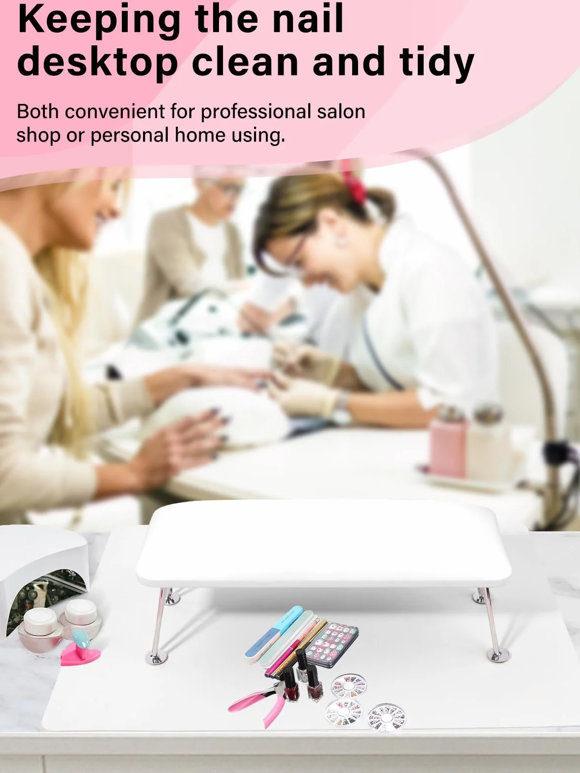 LIONVISON Nail Art mata na stół, miękka biała mikrofibra skóra Nail Art mata na poduszki, składana, zmywalna, mata do paznokci, do salonu paznokci, do salonu paznokci, (15,8 x 23,6 cala)