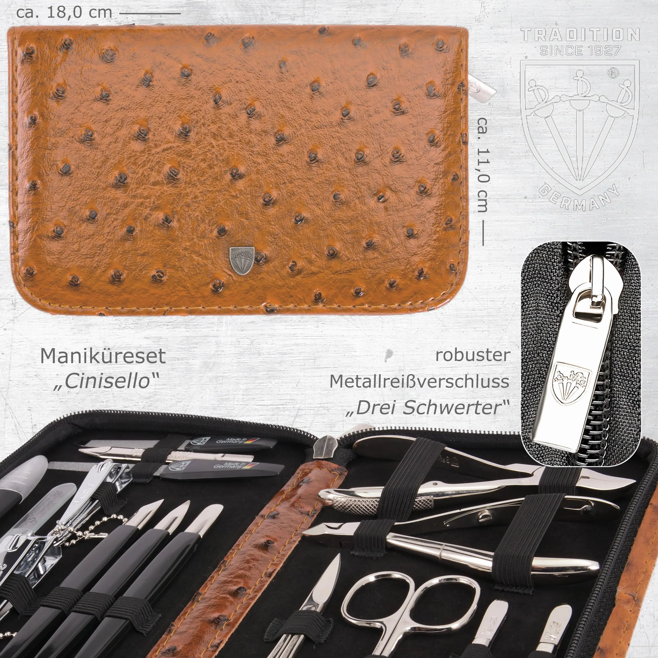 3 Swords Germany zestaw do manicure 16 elementów szklany pilnik Solingen