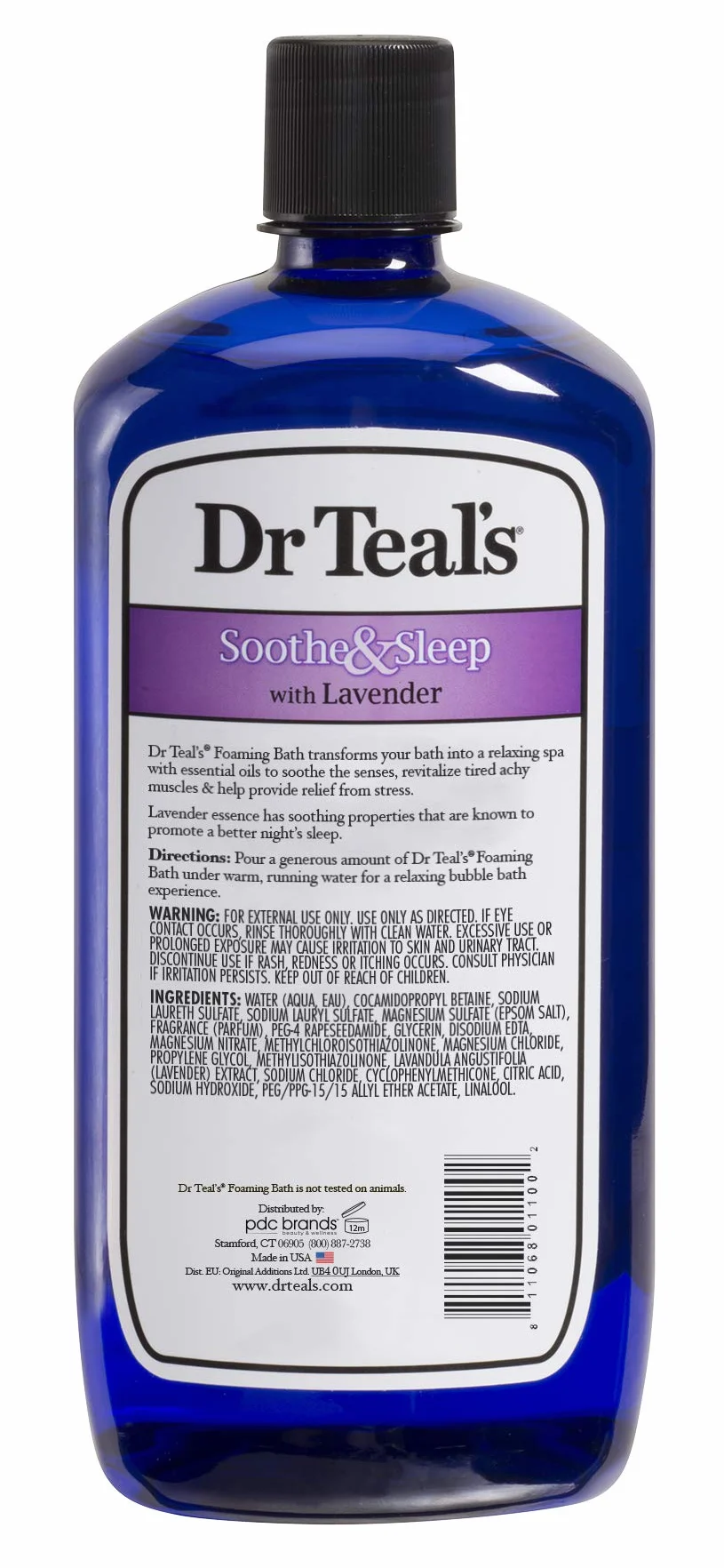 Dr Teal's Pure Epsom Salt Foaming Bath, pianka do kąpieli uspokajającej i snu, z lawendą. 1 l.