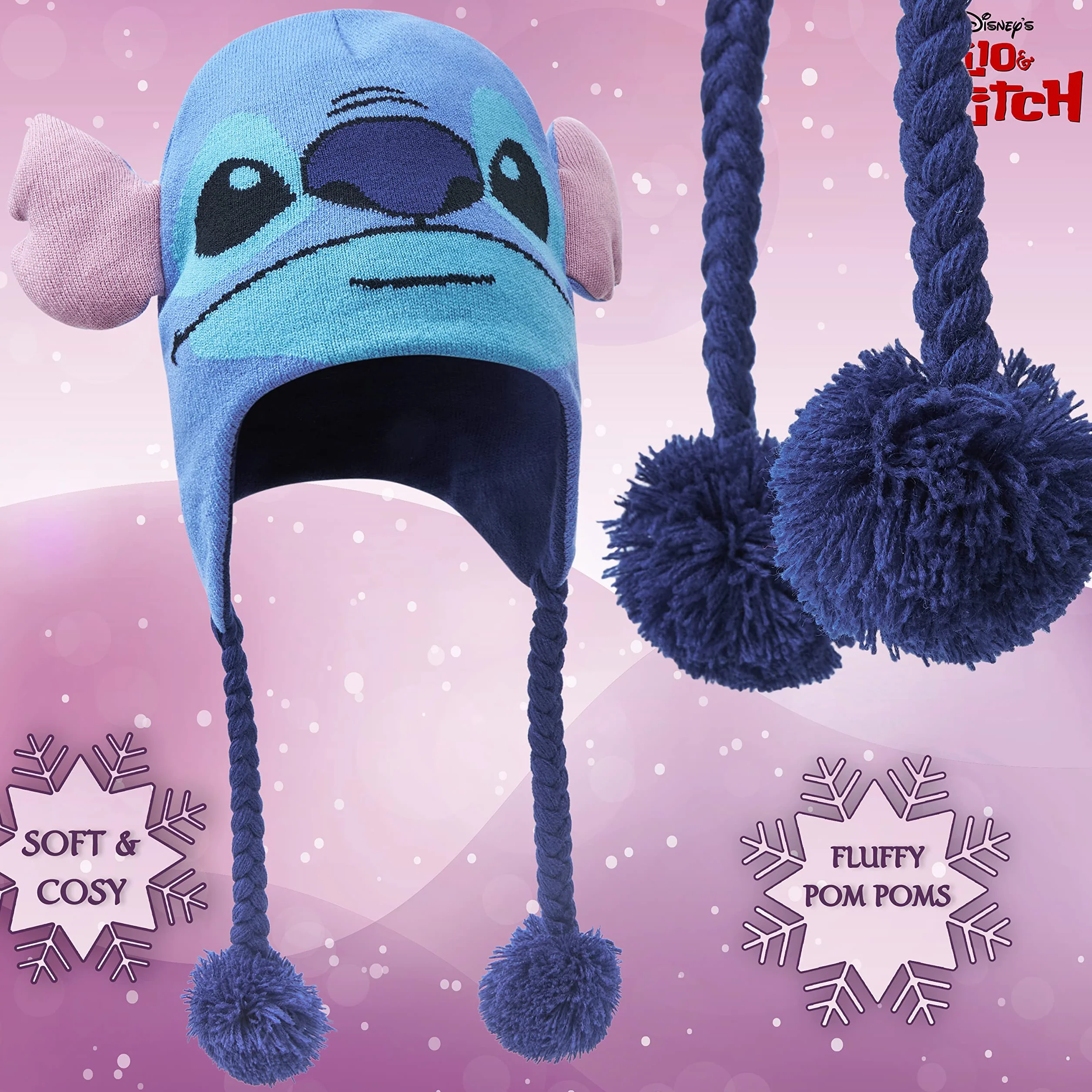 Disney Stitch czapka i szalik zestaw z rękawiczkami dla dziewcząt