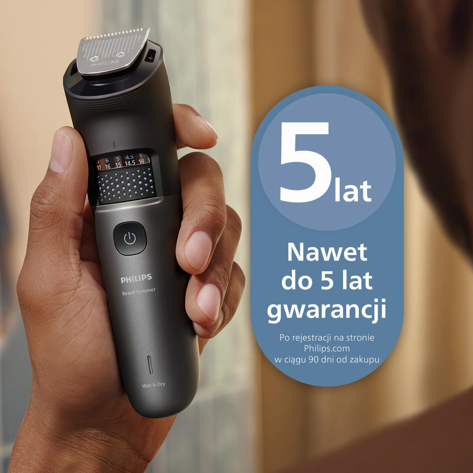 Philips Trymer do brody Seria 7000 BT7660/15, samoostrzące się metalowe ostrza, 40 ustawień długości, BeardSense, wodoodporny