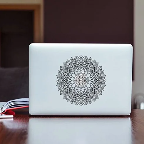 Orientalna czarno-biała naklejka z wzorem mandali | laptop, samochód, lodówka, naklejka ścienna