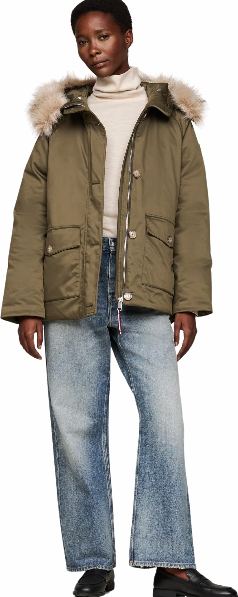 Tommy Hilfiger Parka płaszcz Kobiety Wyściełana Parka Z Futrem Ww0ww42744