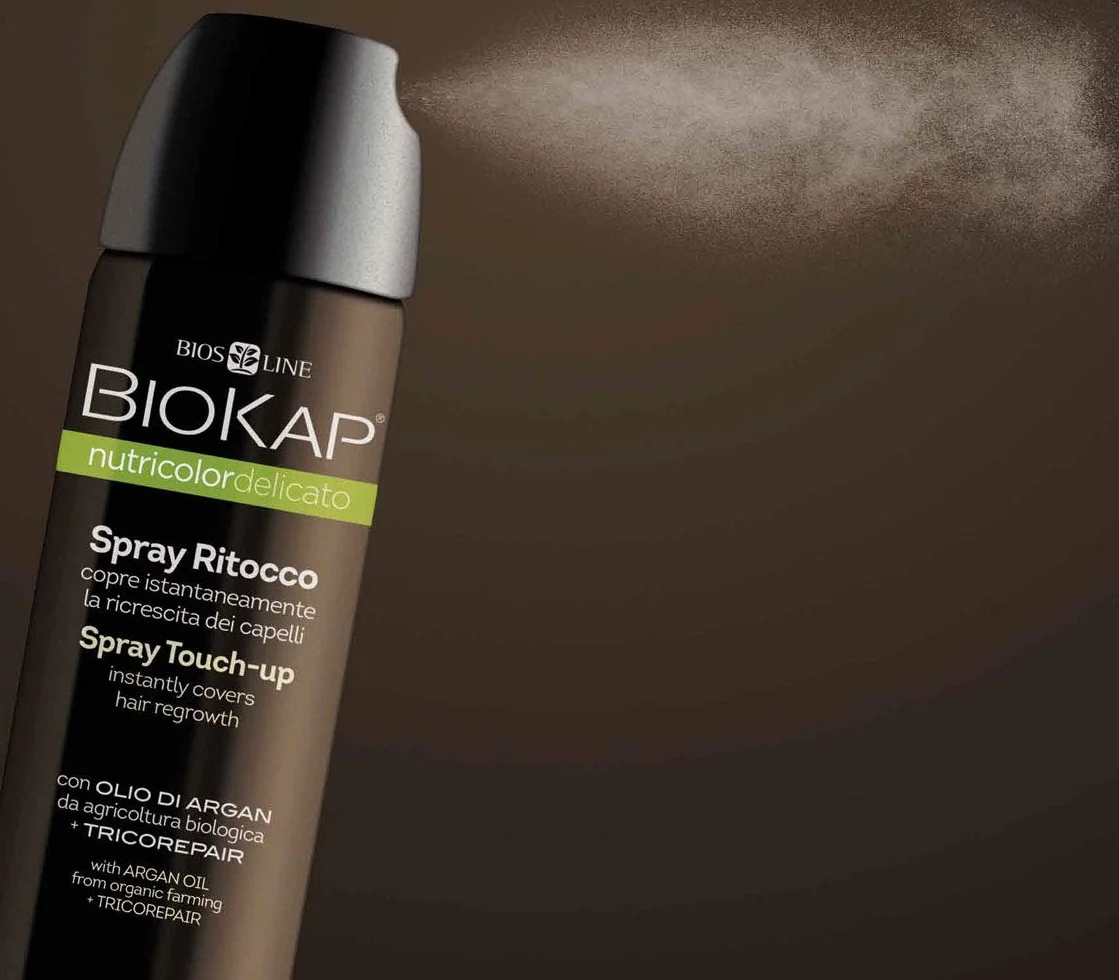 BIOKAP Touch Up spray 75 ml | Jasny blond | szary naskórek w 1 sekundę | utrzymuje się do następnego mycia włosów | Bio olejek arganowy – TricoREPAIR Complex