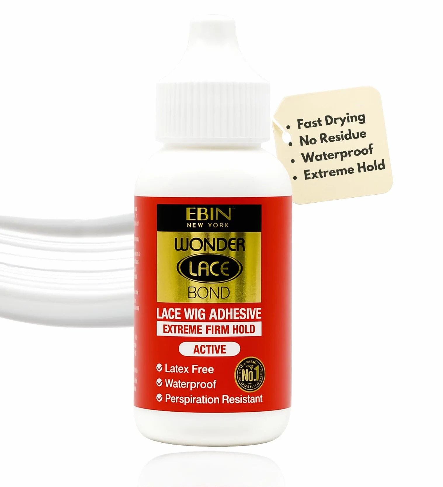 EBIN NEW YORK Wonder Lace Bond Extreme Firm Hold 33,5 g, bez pozostałości, ulepszona formuła, łatwa w aplikacji, szybkoschnąca, wodoodporna, bez lateksu, odporna na pot