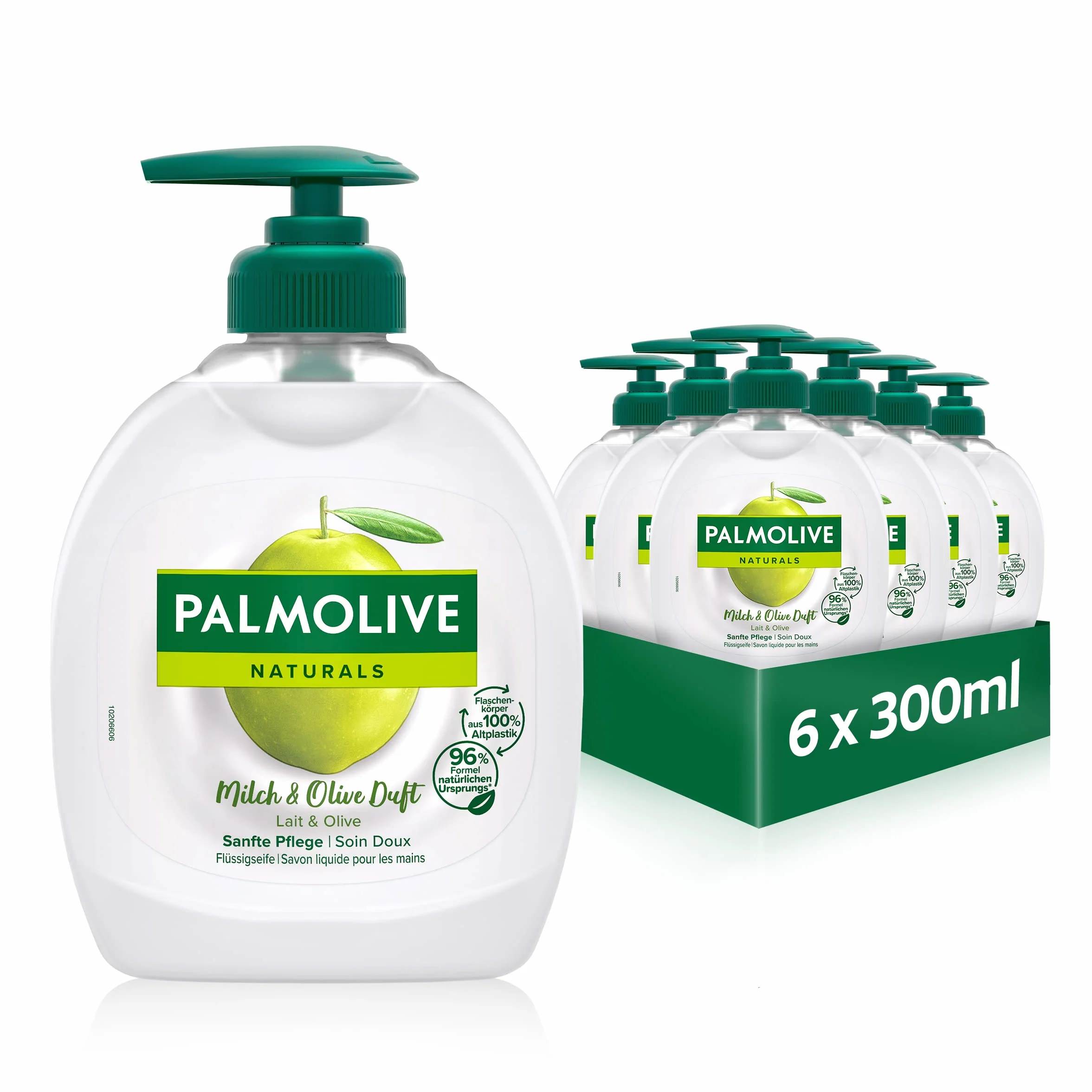 Palmolive Naturals mydło z mlekiem i oliwką 6 x 300 ml – mydło w płynie do wszystkich rodzajów skóry, mydło do rąk, mydło w płynie do rąk