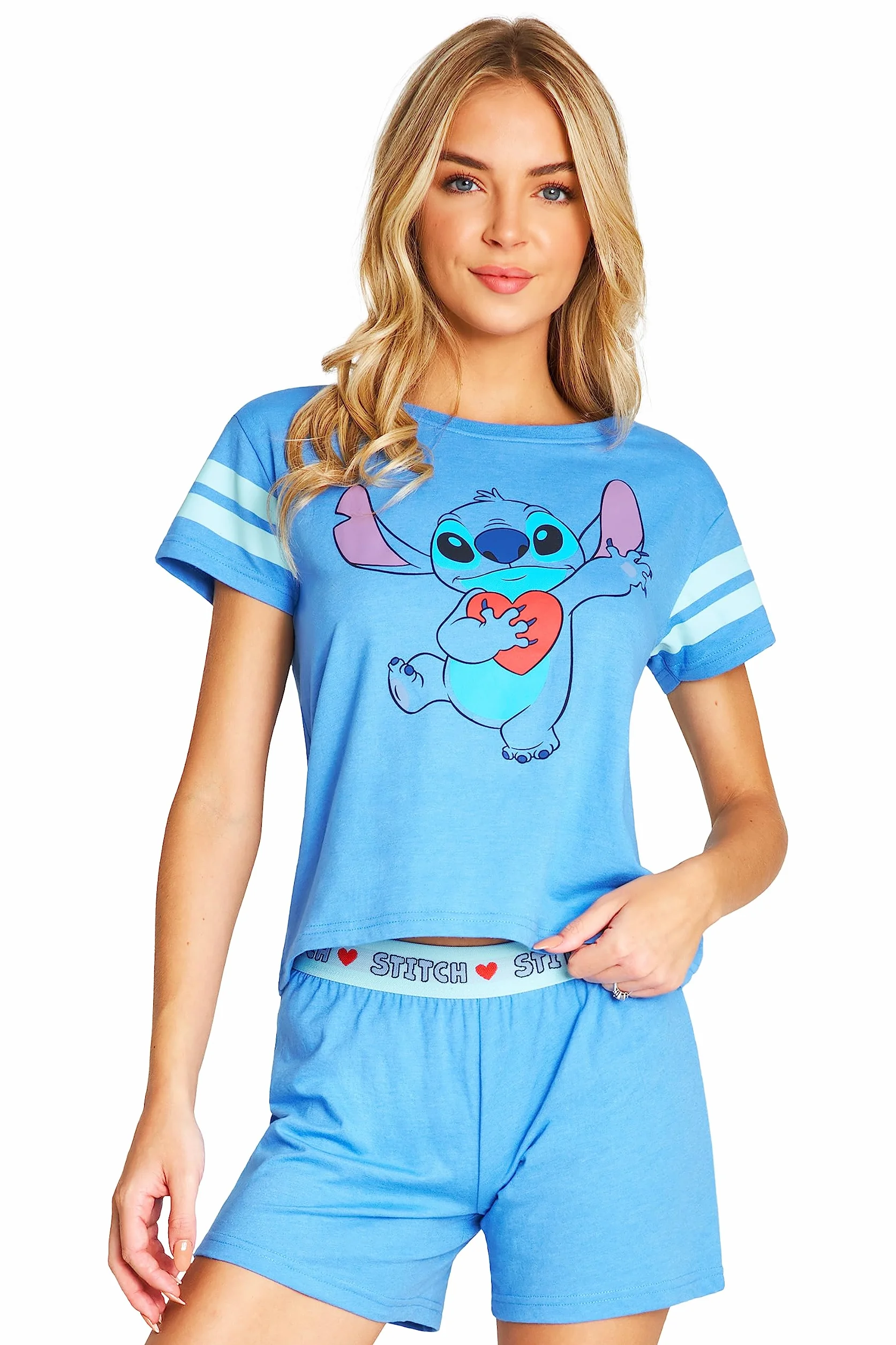 Disney Stitch Kobiety Piżamy krótkie PJs dla Kobiet Zestawy Nastolatki Oddychające Miękkie dwa Kawałki Eeyore Bielizna nocna Comfy Sleepwear Lounge Wear Stitch Prezenty