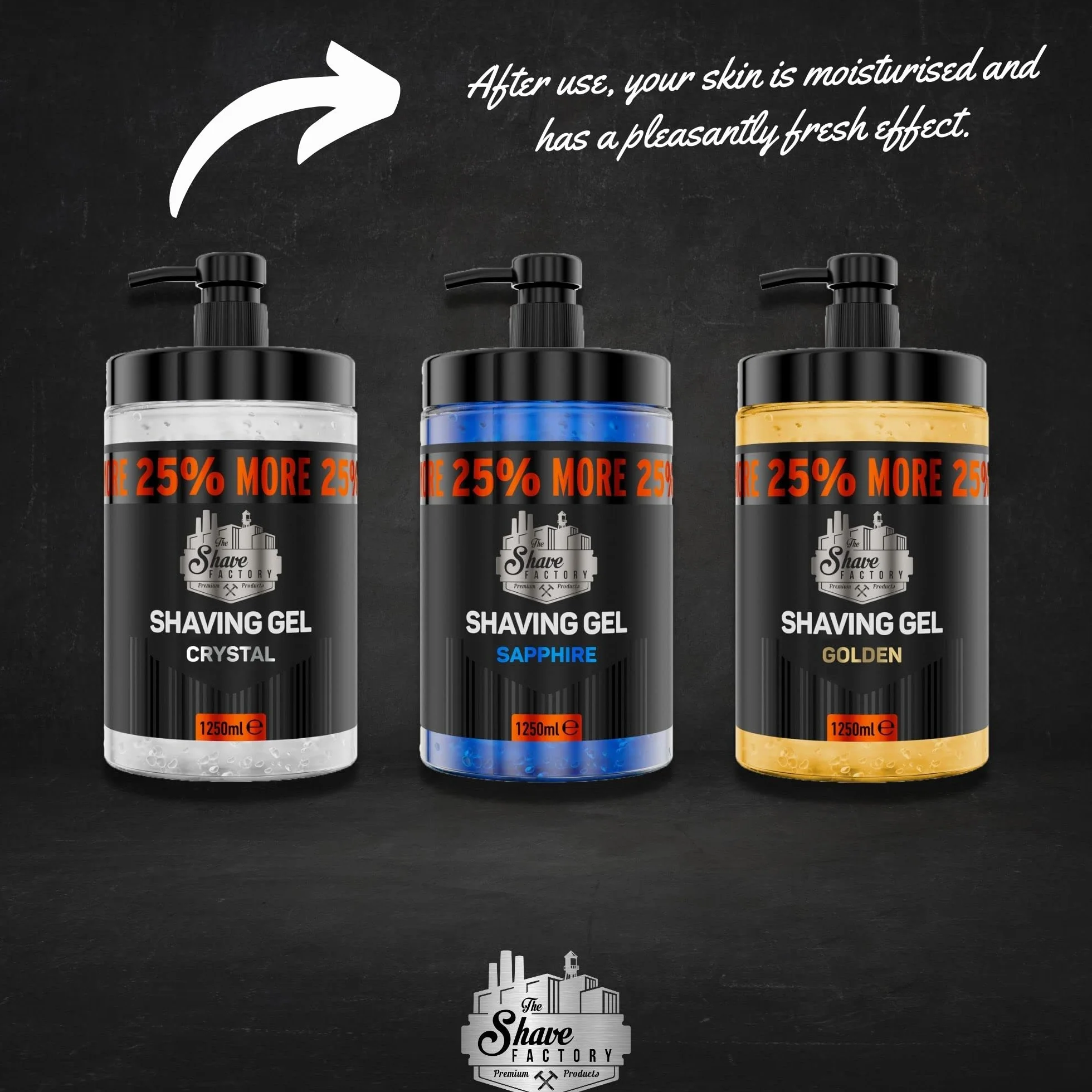 The Shave Factory żel do golenia | nie podrażniający | precyzyjne golenie twarzy i ciała | dla mężczyzn | nawilżający | 1250 ml (Crystal)