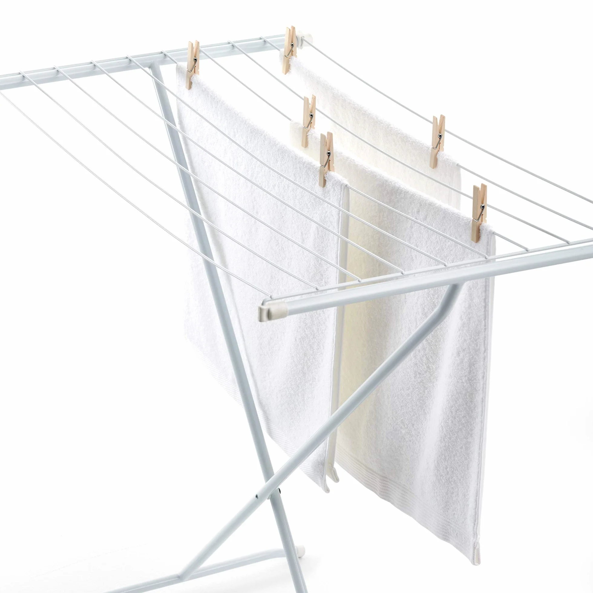 Rayen 0033.11 stal | linka do suszenia prania 10 m | składana suszarka na pranie | do wewnątrz i na zewnątrz | stopowa, matowa biel, 90 x 53,5 x 82 cm