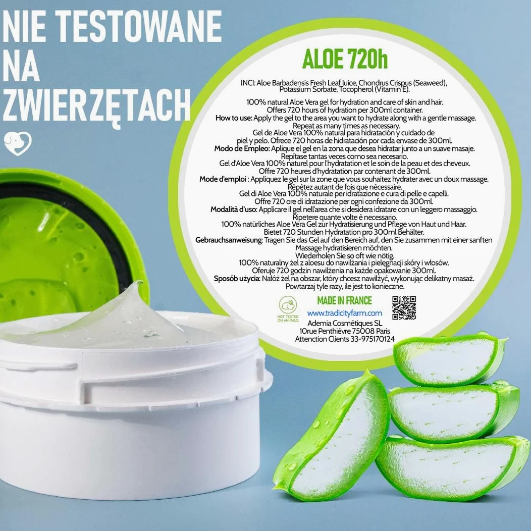 Aloe Vera 720H Nawilżanie Uspokajanie skóry głowy Ochrona 2000 ml