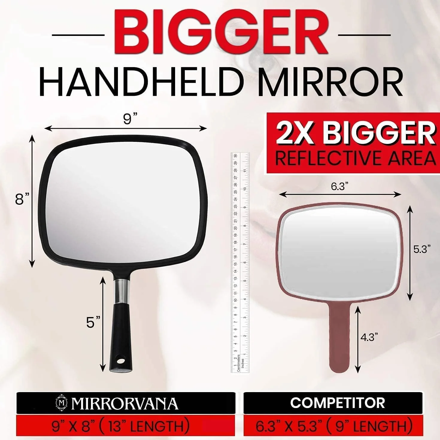 MIRRORVANA Lustro ręczne z uchwytem, duże, czarne 5-Pack czarne - 33cm x 23cm