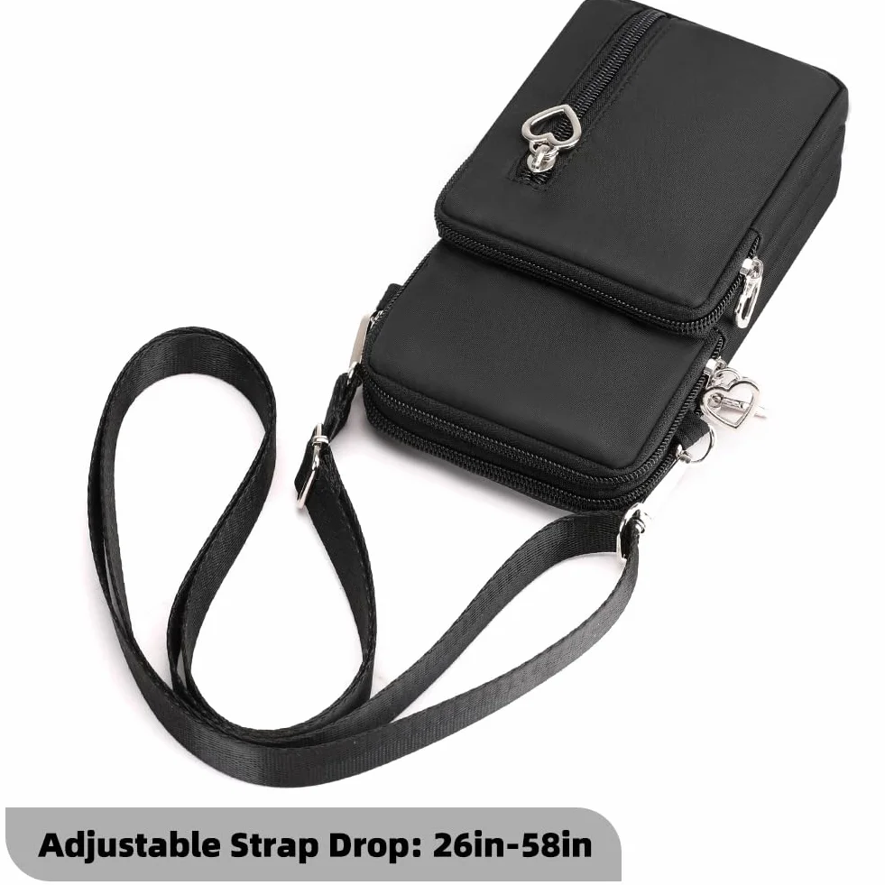 JANKS Mała torba crossbody dla kobiet, mini portmonetka na telefon z paskiem crossbody i portfelem, nylonowa torba na ramię