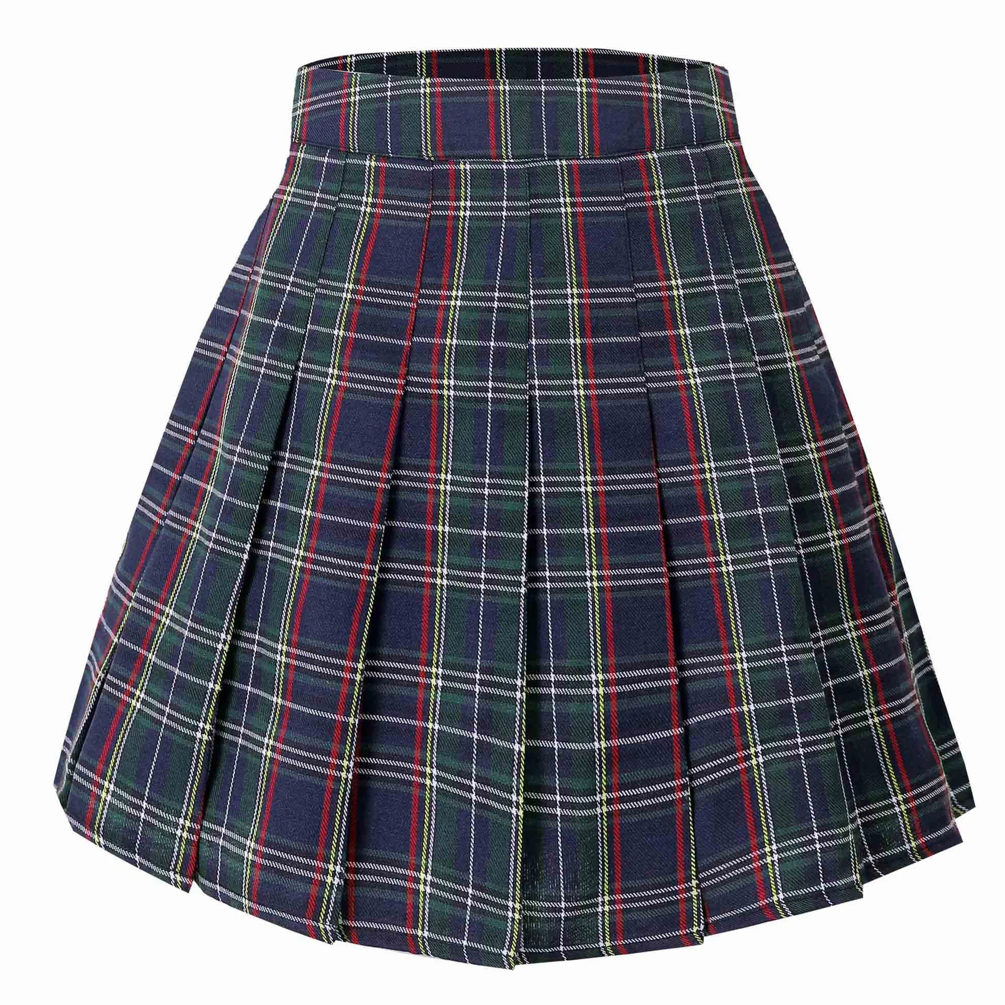 Hoerev Kobiety Dziewczęta Rozkloszowane Casual Mini School Tennis Skater Casual Dance Spódnica z dwiema bocznymi kieszeniami i wewnętrznymi szortami