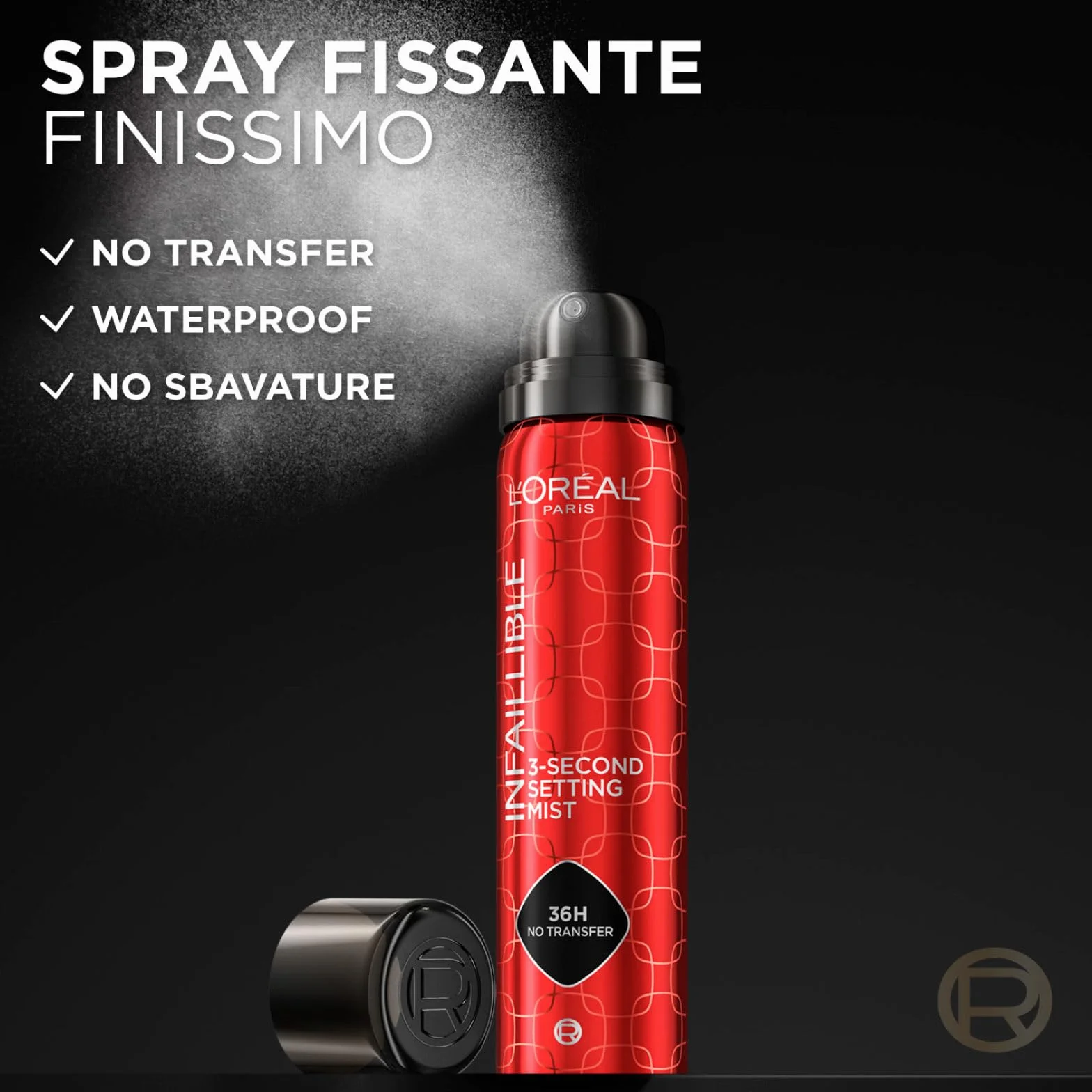 L'Oréal Paris Infaillible Spray utrwalacz do makijażu twarzy, 3 sekundy ustawienie mgły 36 H, bez transferu, lekka, szybkoschnąca, odporna na pot i wodę, 2 butelki po 75 ml