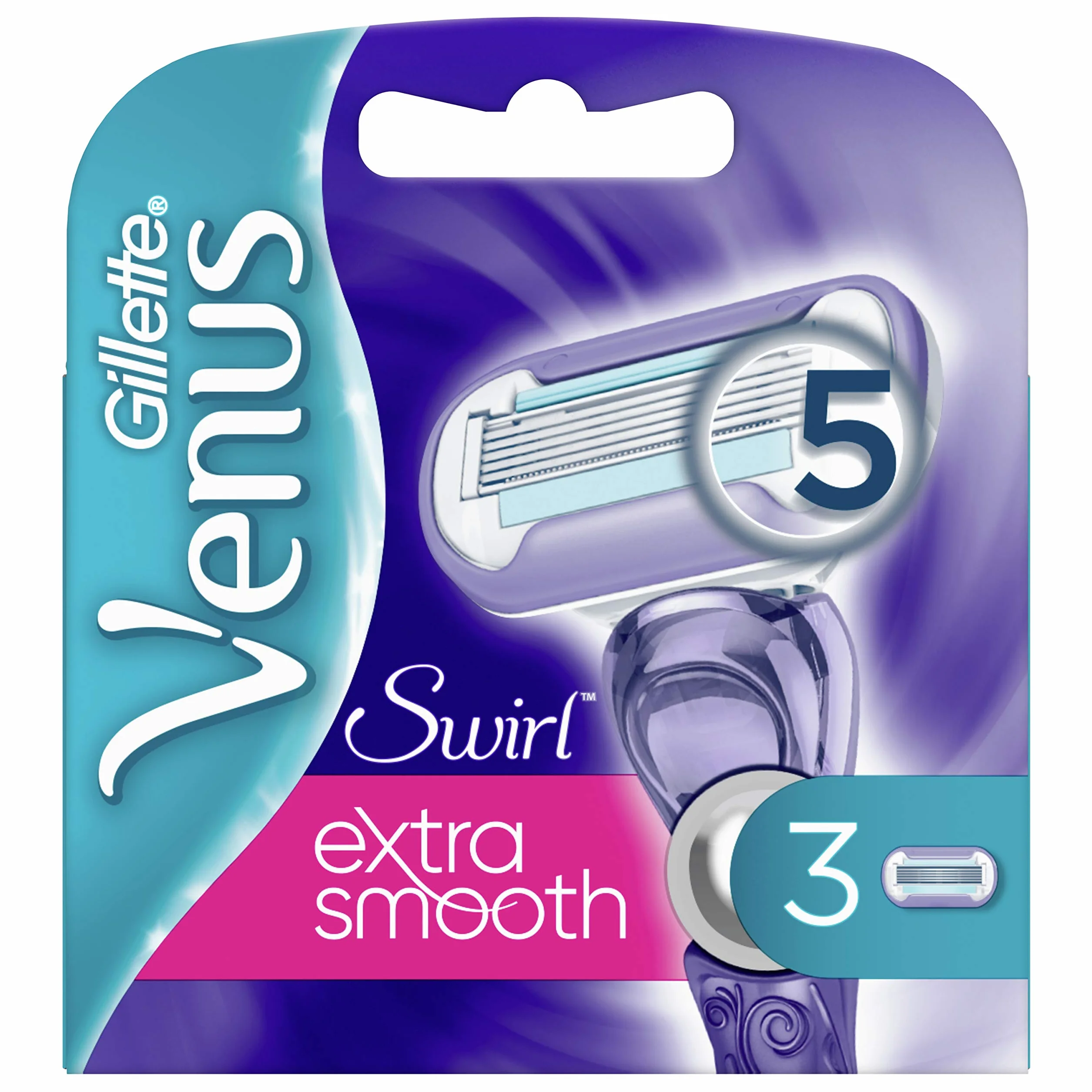 Gillette Venus Extra Smooth Swirl ostrza do golenia damskie z paskami nawilżającymi dla ochrony skóry, 3 ostrza zapasowe