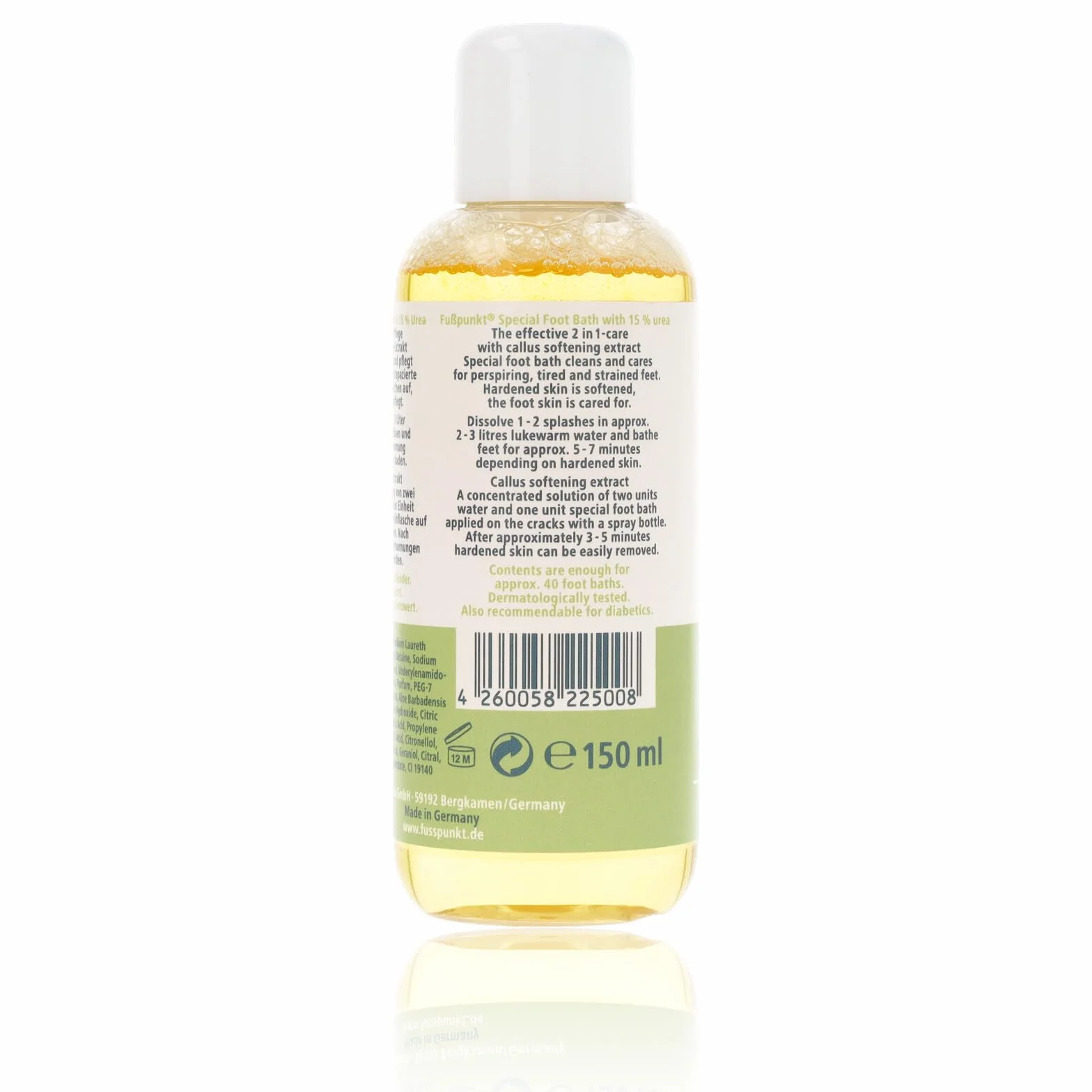 Fußpunkt Specjalna kąpiel do stóp, 150 ml, pielęgnacja stóp dla zmęczonych i zniszczonych stóp