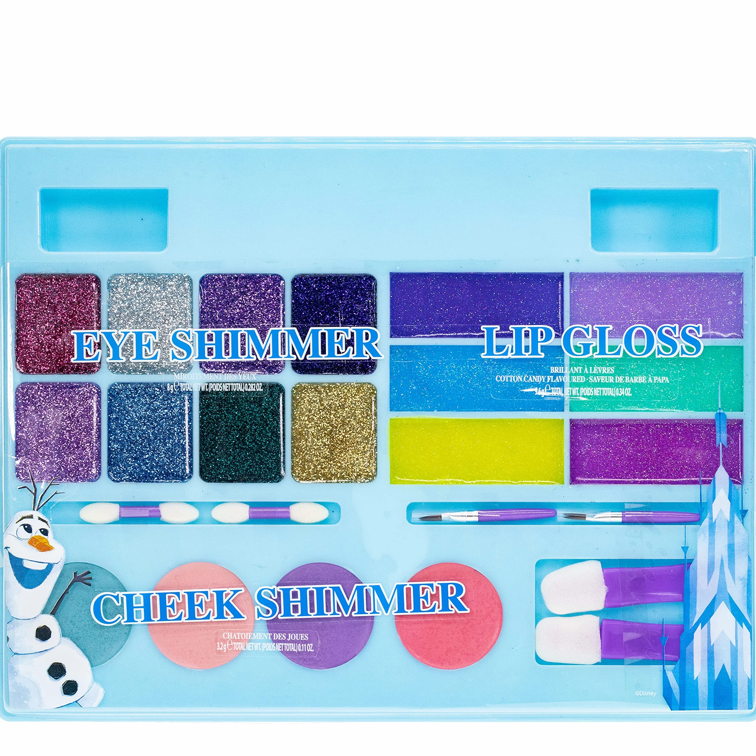 Disney Frozen – Townley Girl Kosmetyczny zestaw do makijażu z lusterkiem i wbudowaną muzyką zawiera błyszczyk, połysk i pędzle dla dzieci w wieku od 3 lat