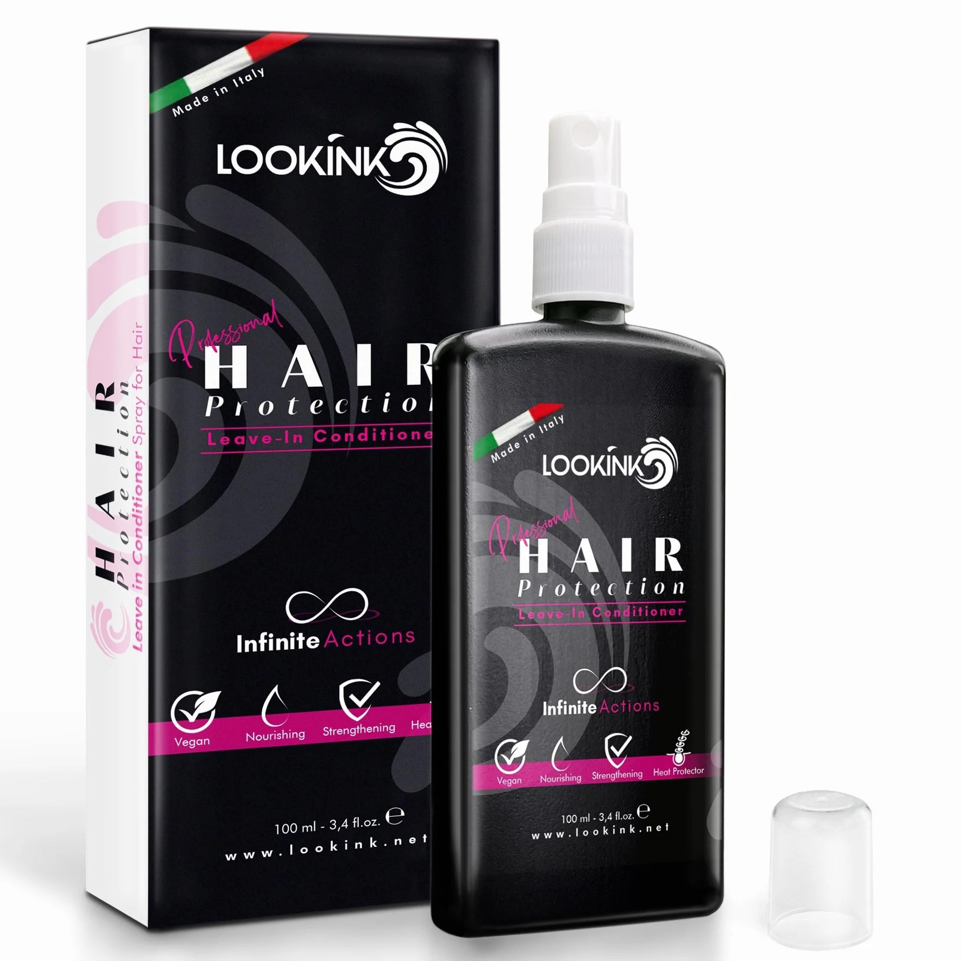 Ochrona włosów w pozostawianiu 100 ml - profesjonalna ochrona przed przegrzaniem włosów - ochrona przed ciepłem w temperaturze 230°C i UV, przeciw puszeniu, przeciw zapachom i wilgocią, nawilża,